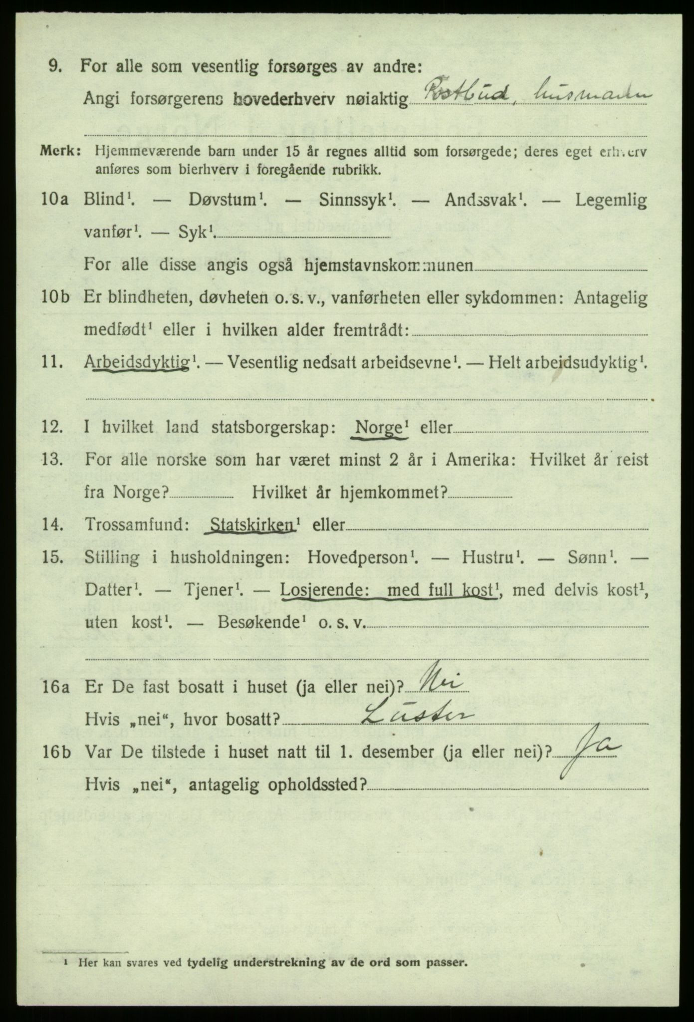 SAB, 1920 census for Sogndal, 1920, p. 2250