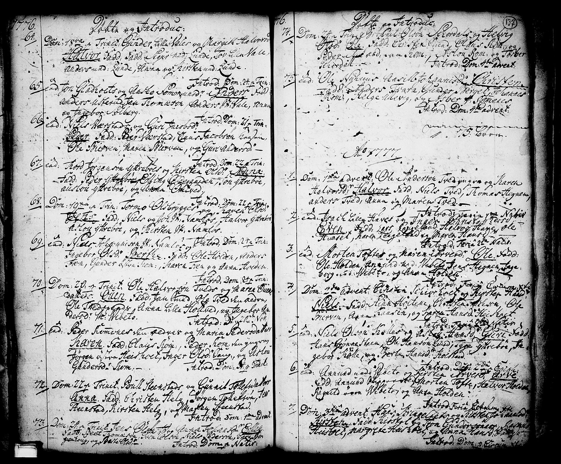 Holla kirkebøker, SAKO/A-272/F/Fa/L0001: Parish register (official) no. 1, 1717-1779, p. 137