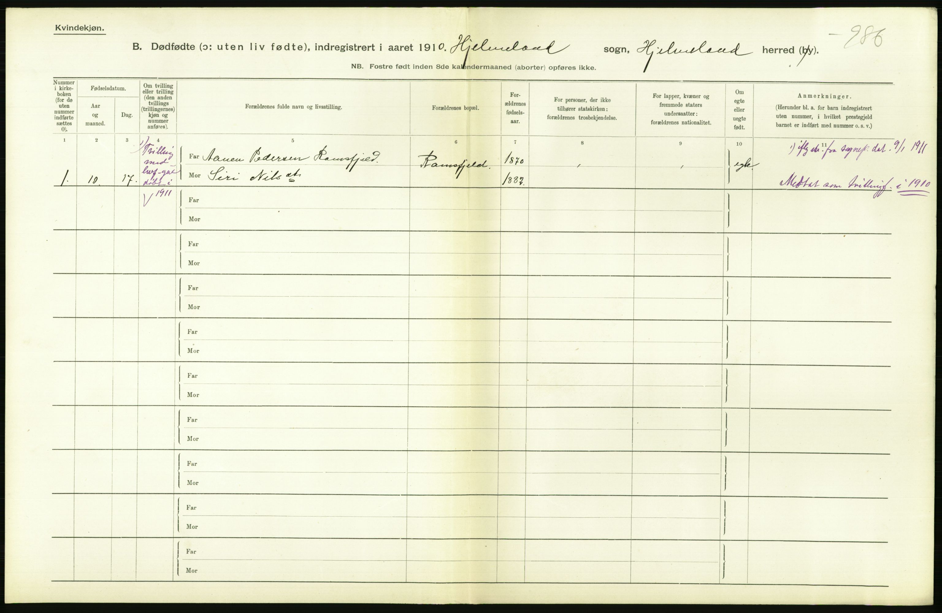 Statistisk sentralbyrå, Sosiodemografiske emner, Befolkning, RA/S-2228/D/Df/Dfa/Dfah/L0024: Stavanger amt: Døde, dødfødte. Bygder og byer., 1910, p. 606