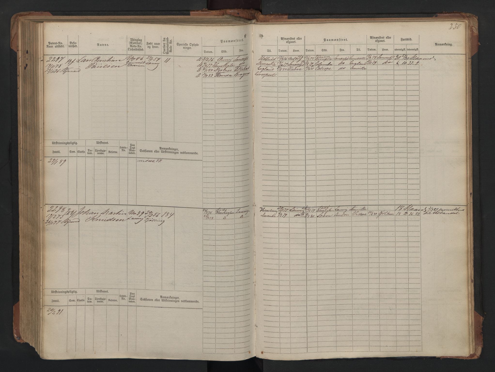 Larvik innrulleringskontor, AV/SAKO-A-787/F/Fc/L0005: Hovedrulle, 1868, p. 350