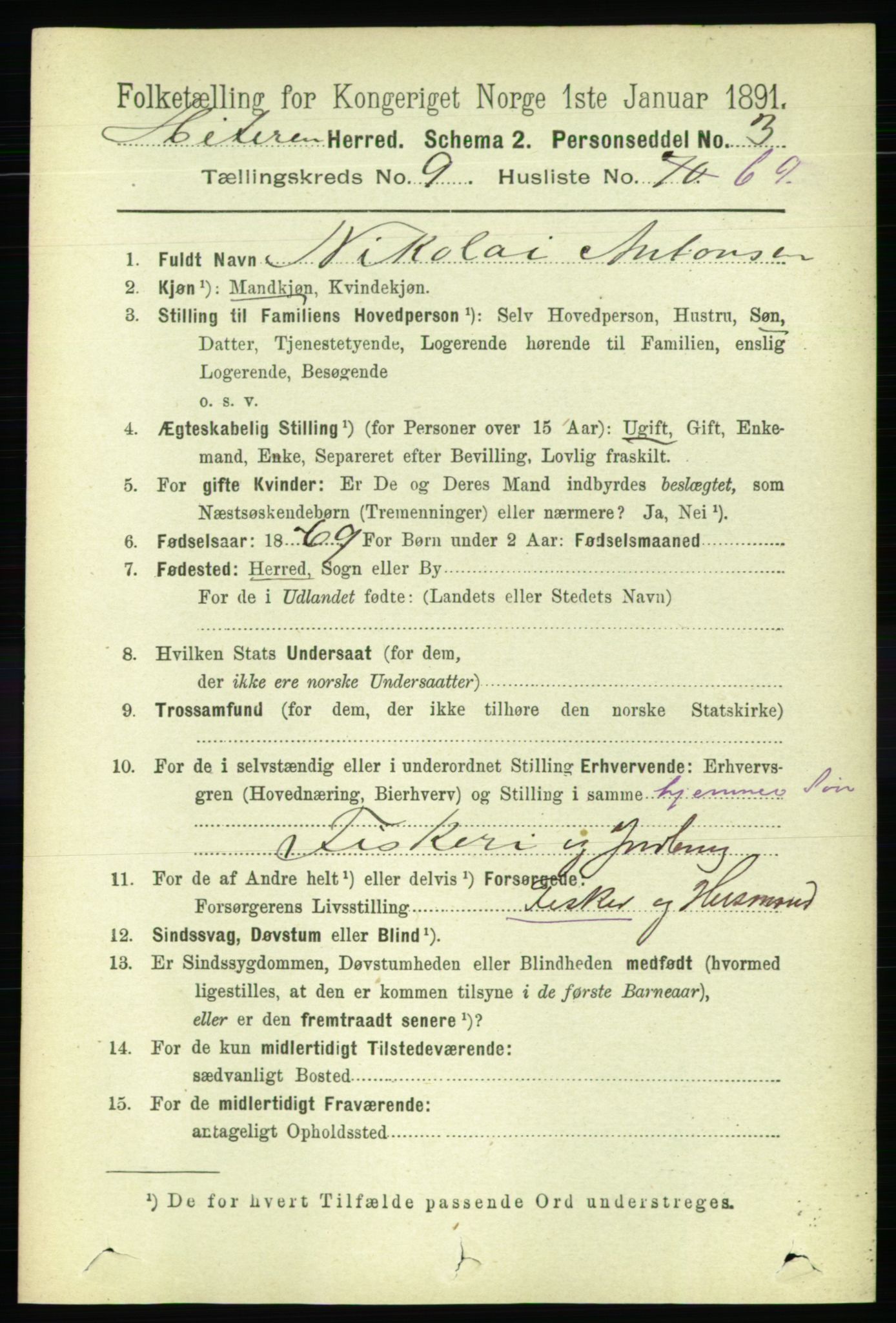 RA, 1891 census for 1617 Hitra, 1891, p. 2204