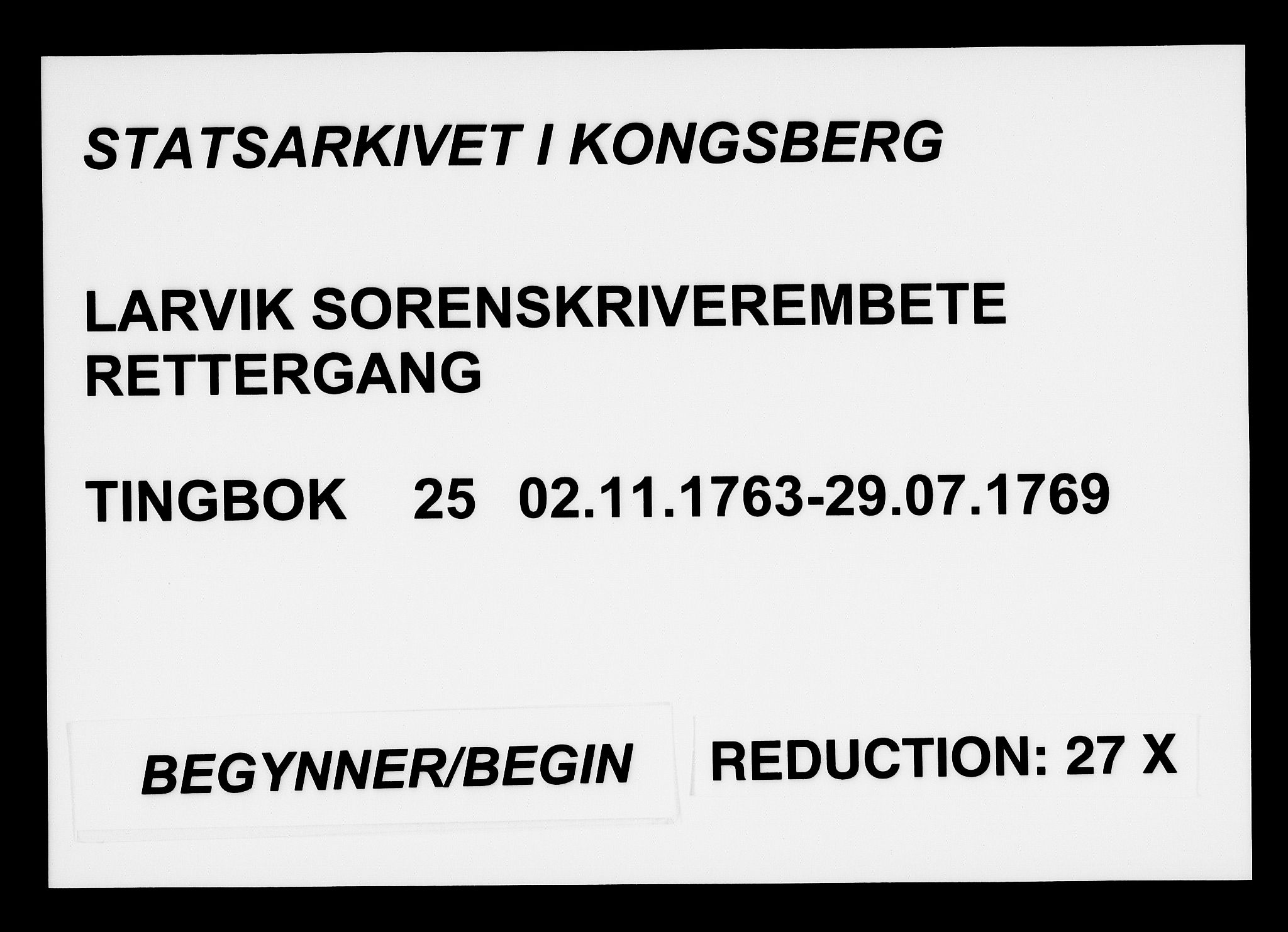 Larvik sorenskriveri, AV/SAKO-A-83/F/Fa/L0025: Tingbok, 1763-1769