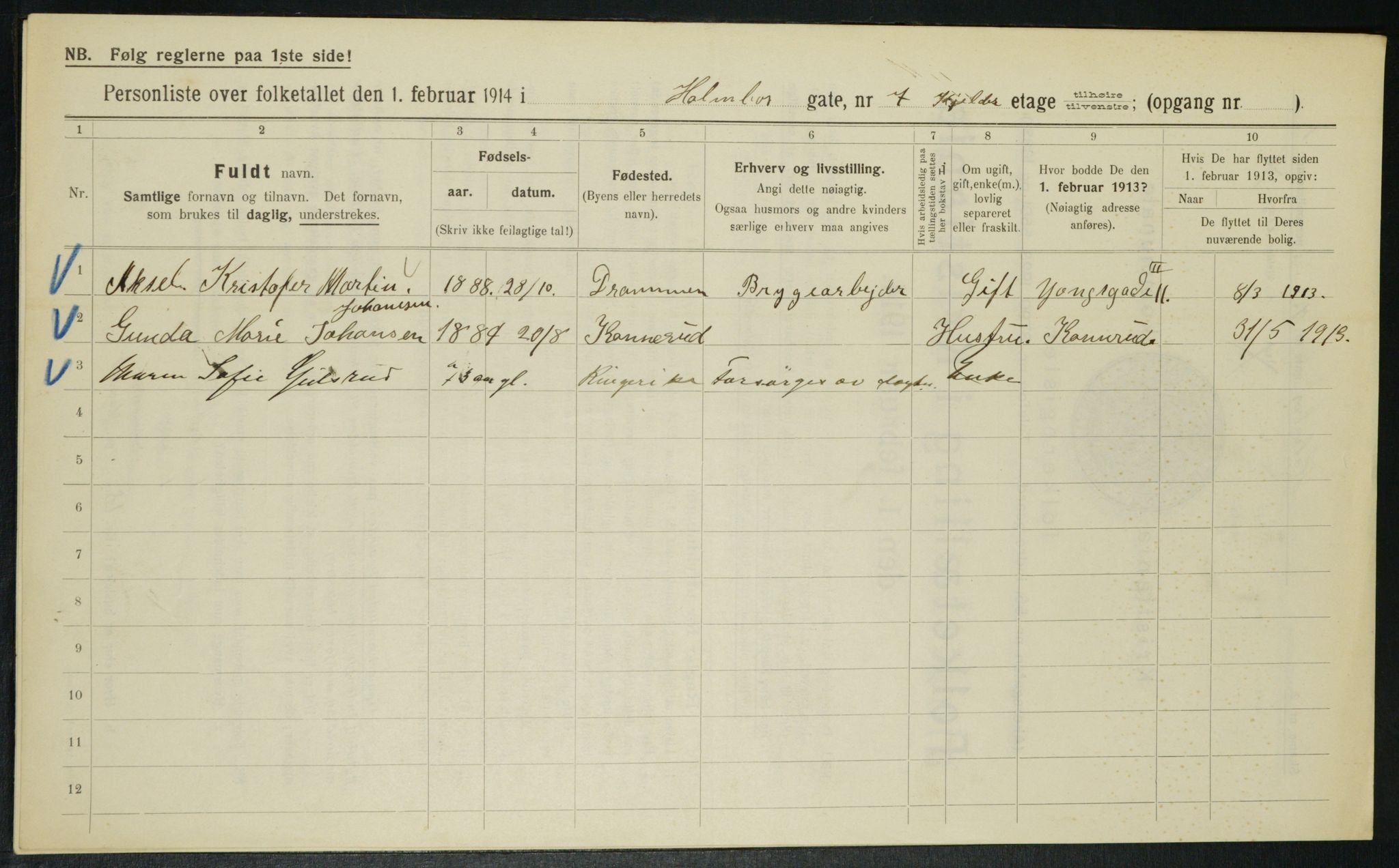 OBA, Municipal Census 1914 for Kristiania, 1914, p. 40868