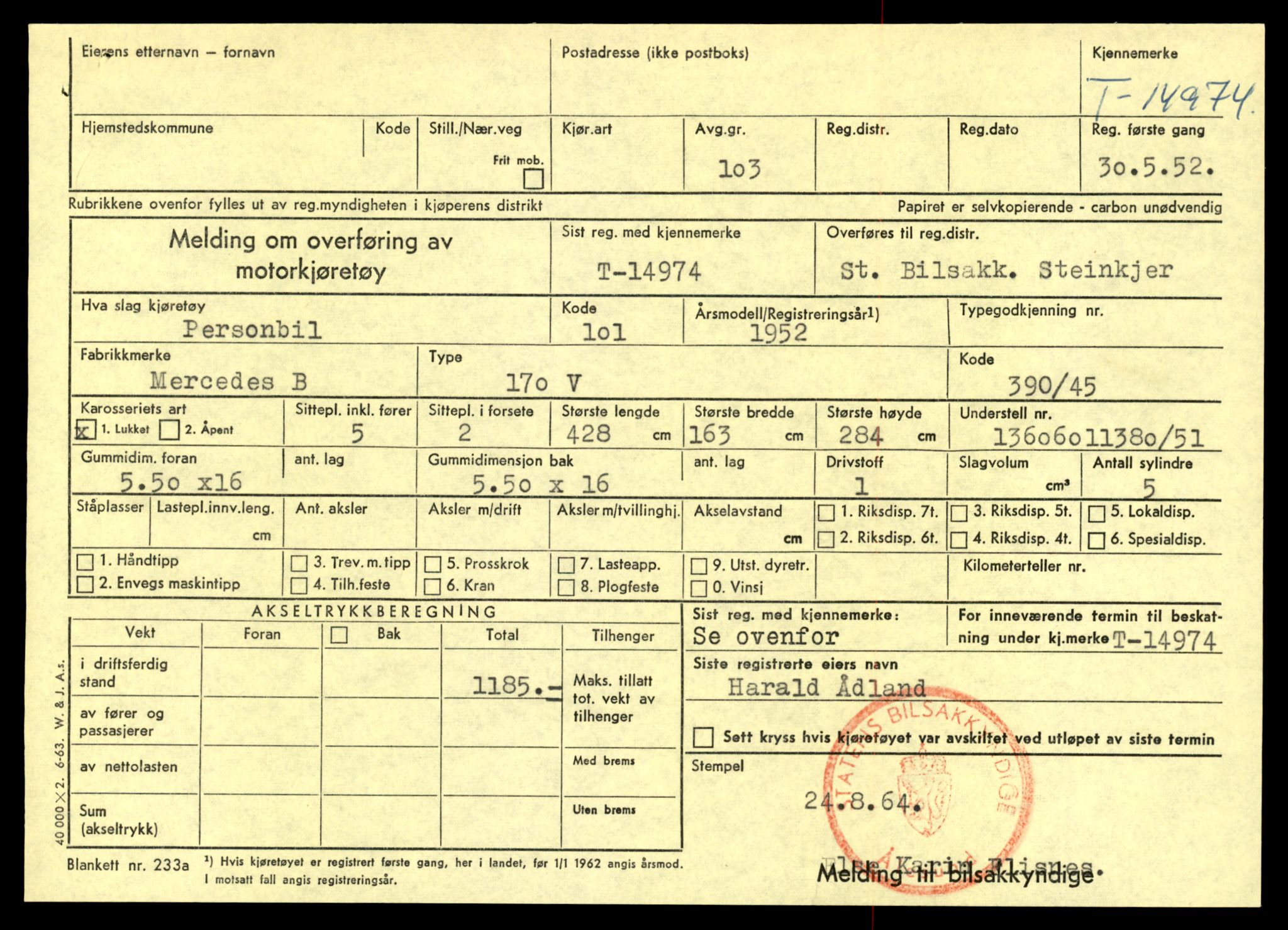 Møre og Romsdal vegkontor - Ålesund trafikkstasjon, AV/SAT-A-4099/F/Fe/L0049: Registreringskort for kjøretøy T 14864 - T 18613, 1927-1998, p. 2629