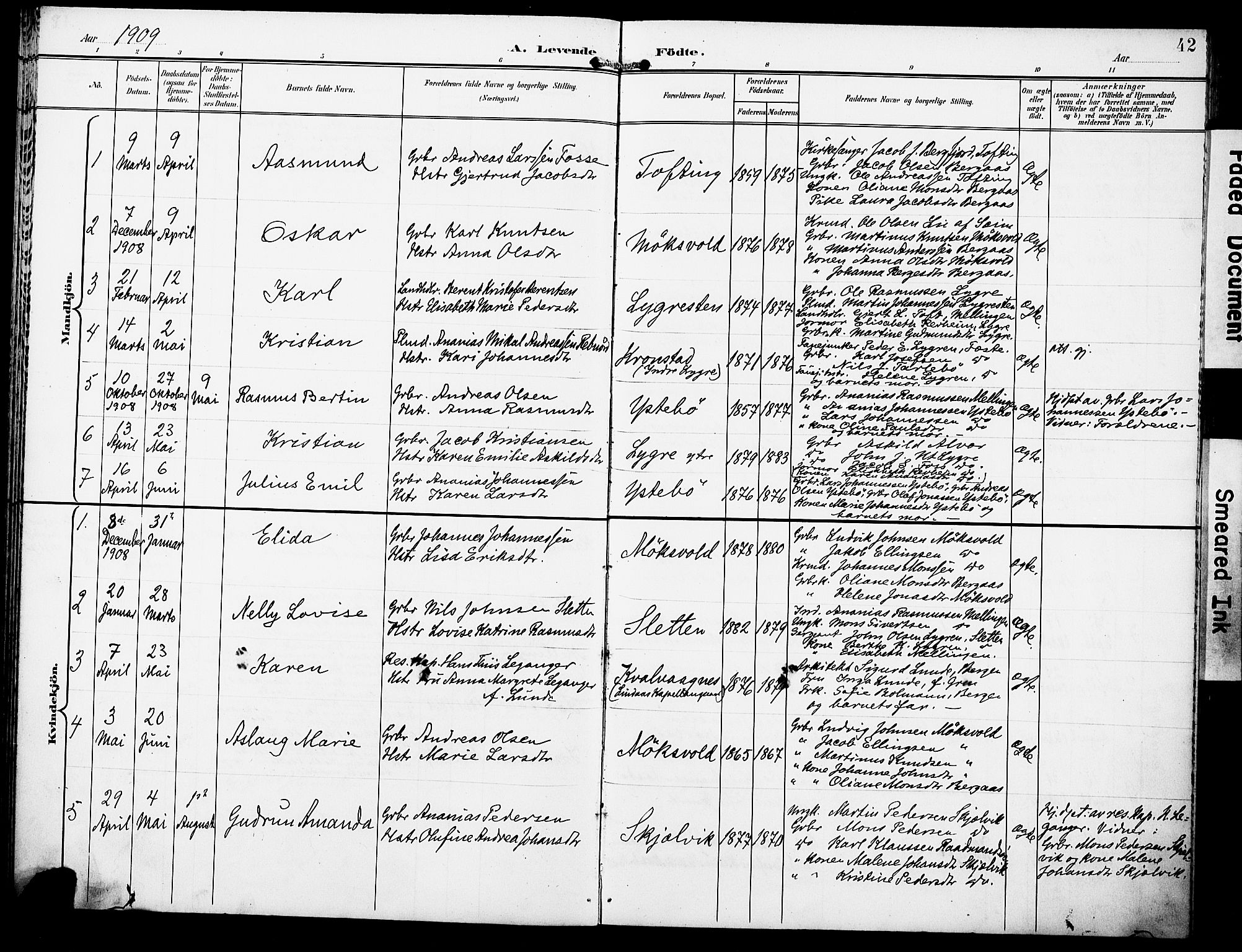 Lindås Sokneprestembete, SAB/A-76701/H/Haa: Parish register (official) no. E 2, 1897-1912, p. 42