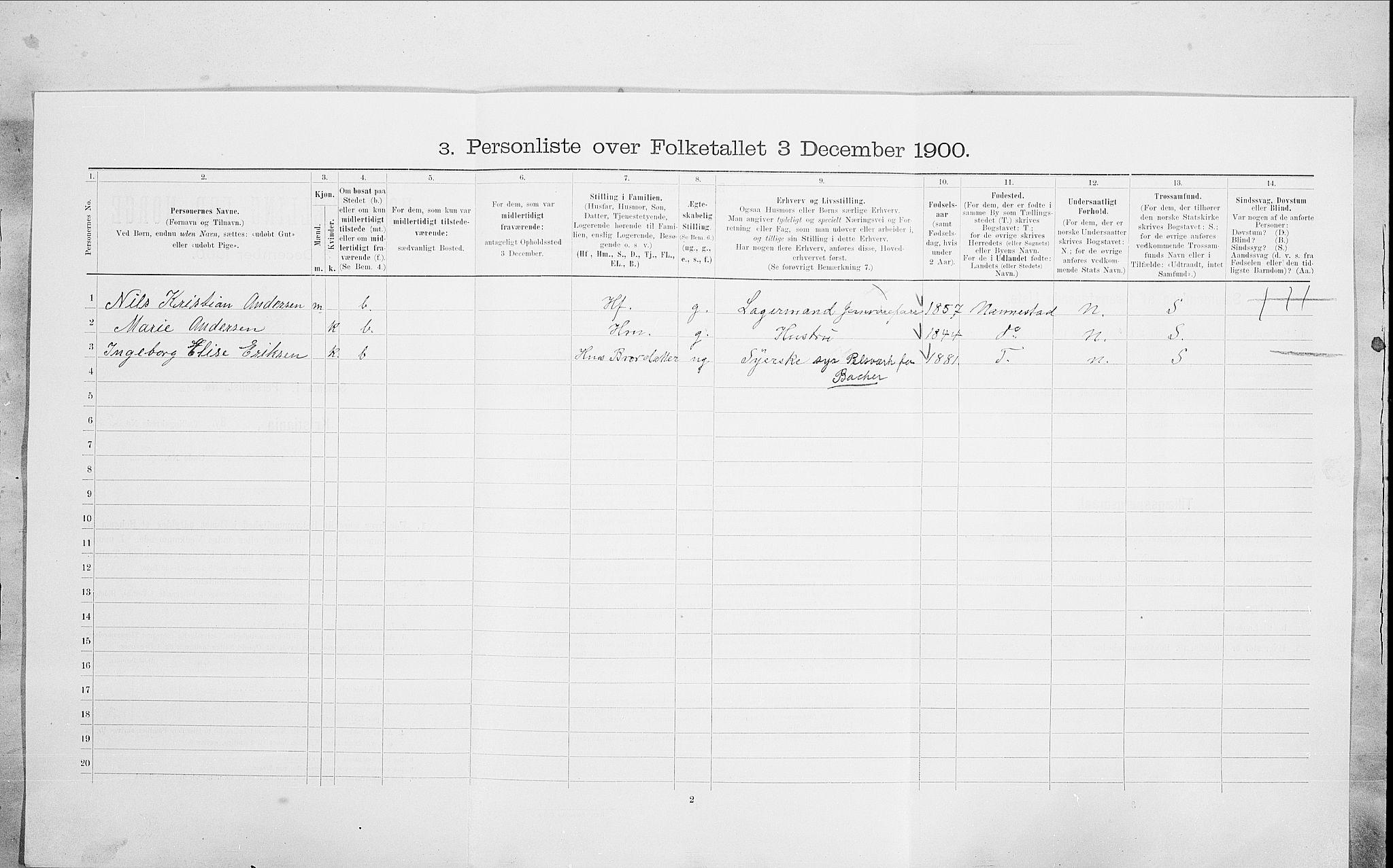 SAO, 1900 census for Kristiania, 1900, p. 91037