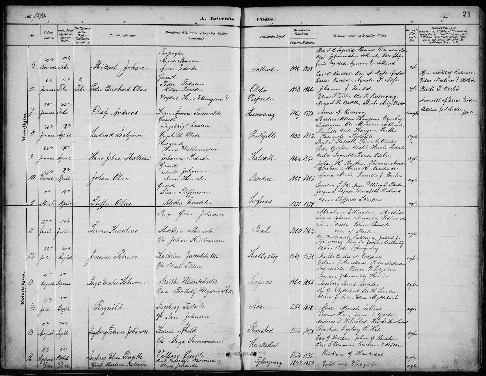 Davik sokneprestembete, AV/SAB-A-79701/H/Hab/Habc/L0002: Parish register (copy) no. C 2, 1889-1906, p. 21