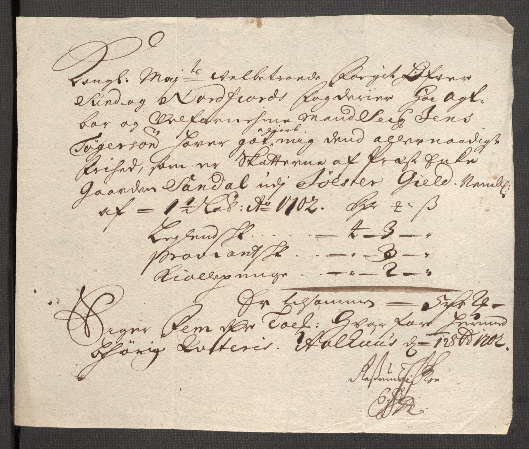 Rentekammeret inntil 1814, Reviderte regnskaper, Fogderegnskap, AV/RA-EA-4092/R53/L3426: Fogderegnskap Sunn- og Nordfjord, 1702, p. 211