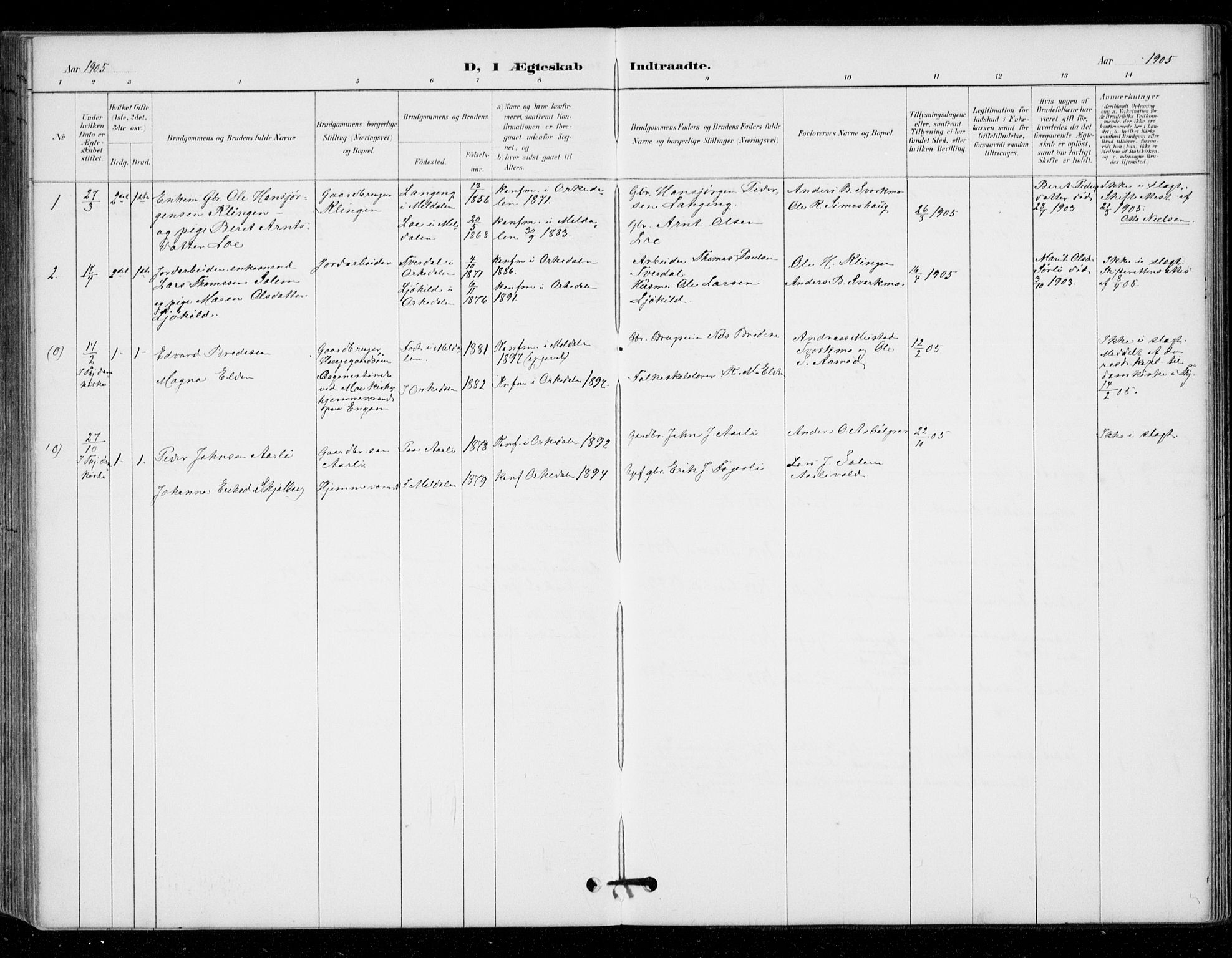 Ministerialprotokoller, klokkerbøker og fødselsregistre - Sør-Trøndelag, AV/SAT-A-1456/671/L0841: Parish register (official) no. 671A03, 1893-1915