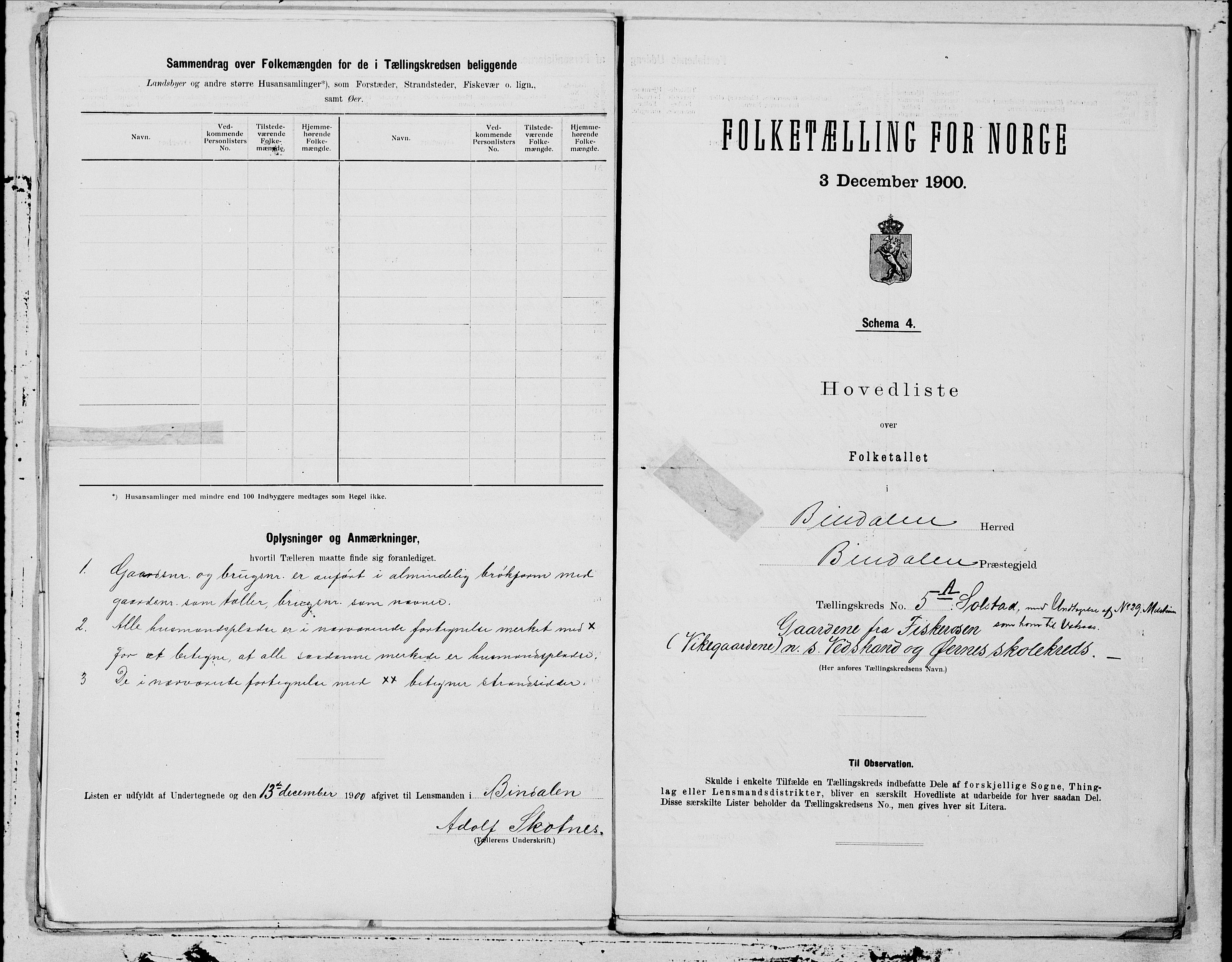SAT, 1900 census for Bindal, 1900, p. 10