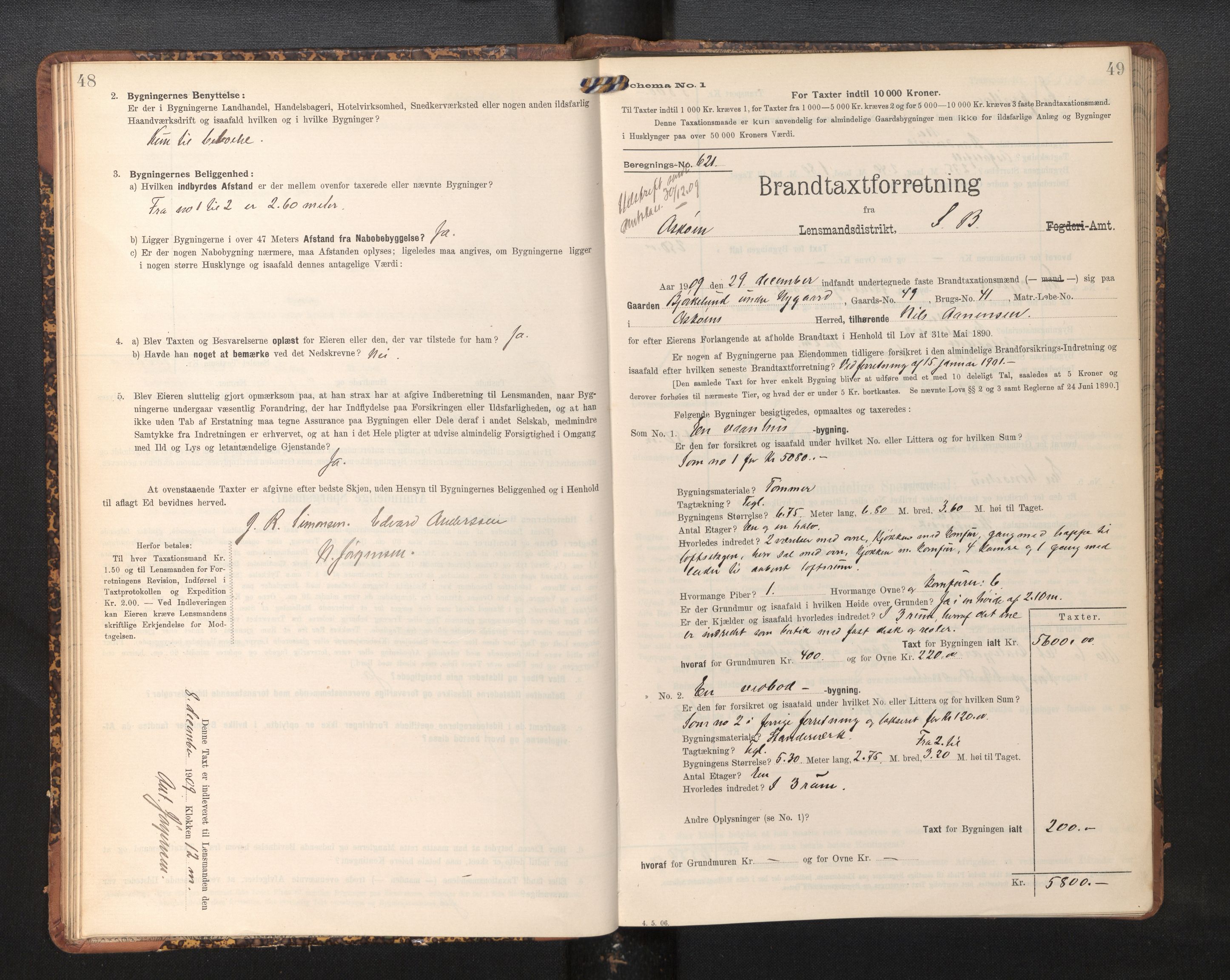 Lensmannen i Askøy, SAB/A-31001/0012/L0006: Branntakstprotokoll, skjematakst, Laksevåg, 1907-1917, p. 48-49