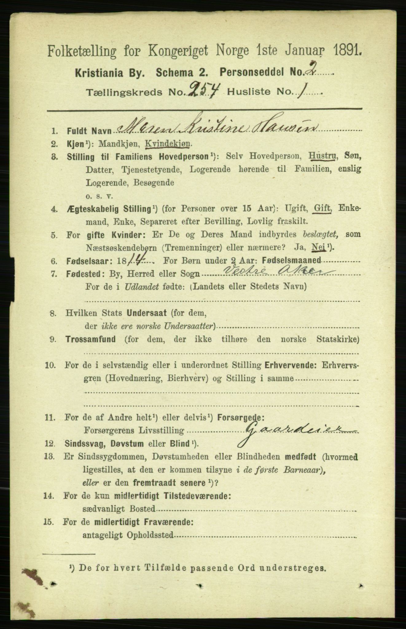 RA, 1891 census for 0301 Kristiania, 1891, p. 154510