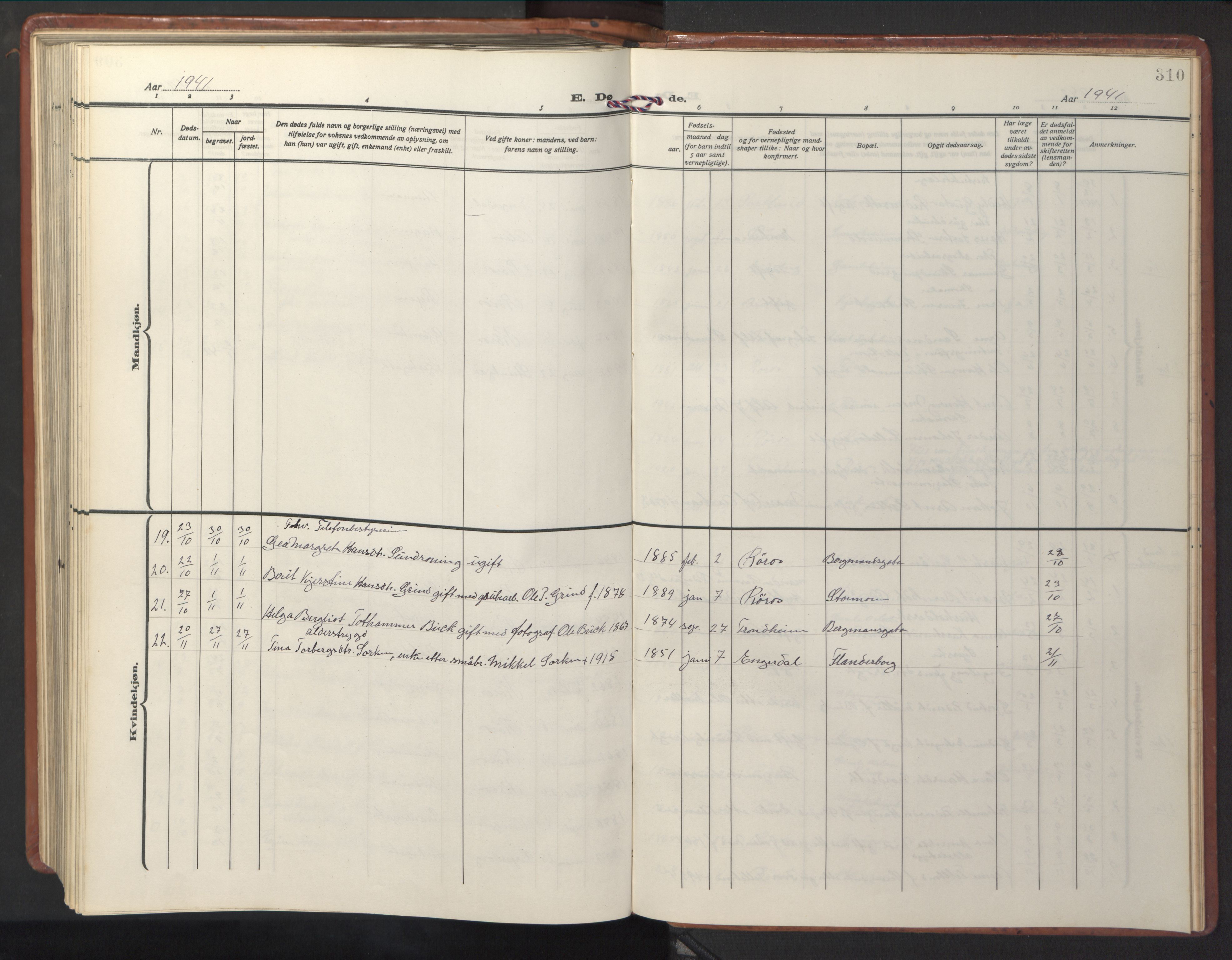 Ministerialprotokoller, klokkerbøker og fødselsregistre - Sør-Trøndelag, SAT/A-1456/681/L0943: Parish register (copy) no. 681C07, 1926-1954, p. 310