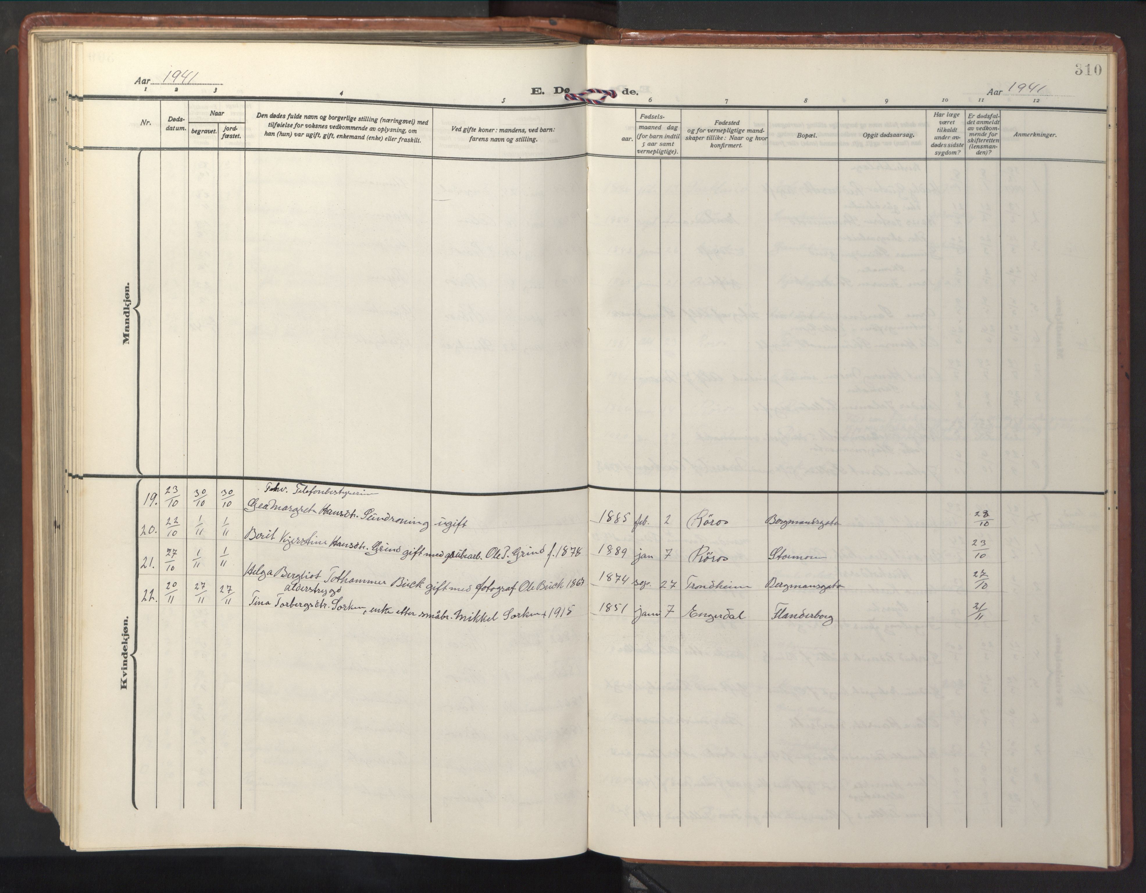 Ministerialprotokoller, klokkerbøker og fødselsregistre - Sør-Trøndelag, AV/SAT-A-1456/681/L0943: Parish register (copy) no. 681C07, 1926-1954, p. 310