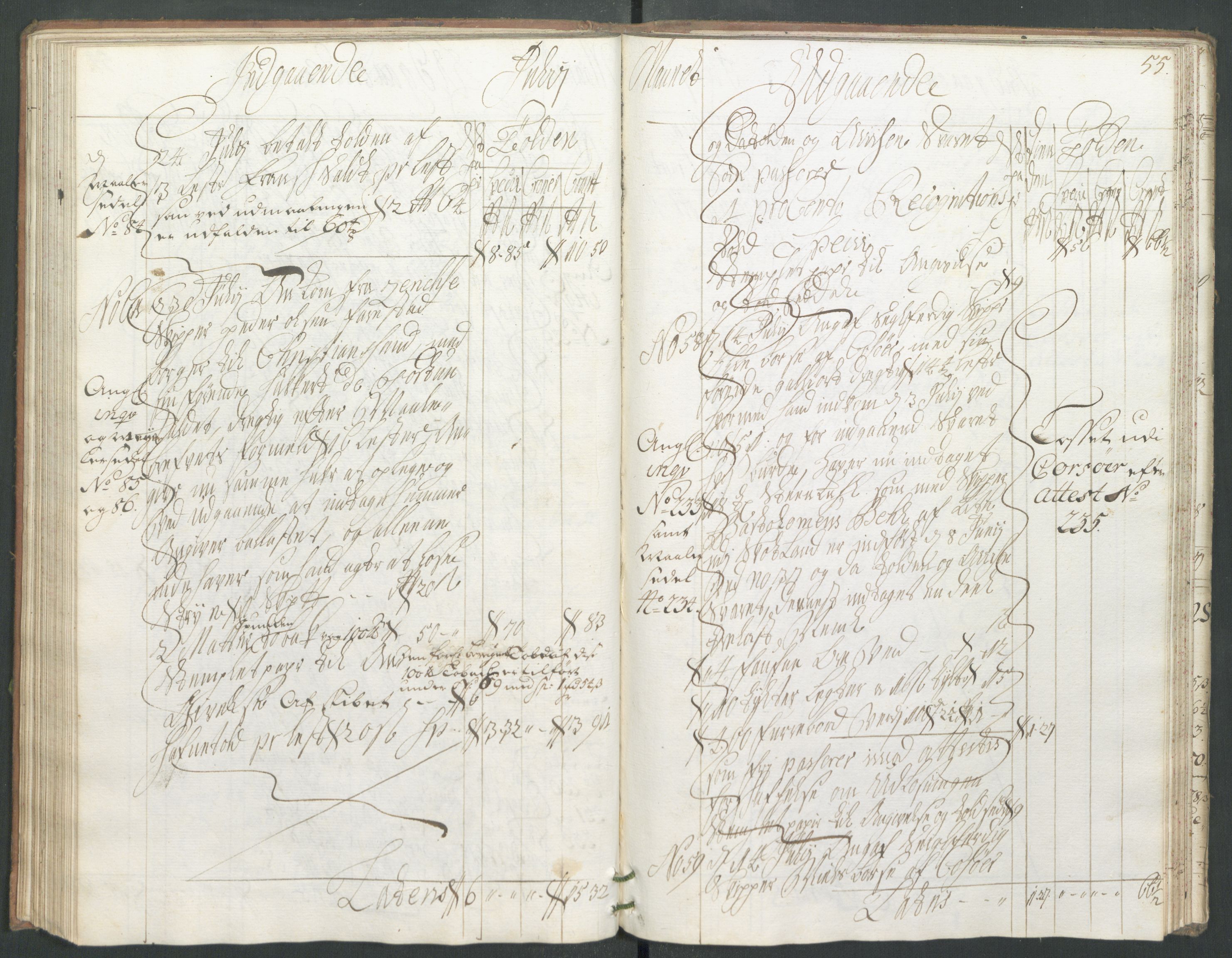 Generaltollkammeret, tollregnskaper, AV/RA-EA-5490/R17/L0008/0001: Tollregnskaper Mandal / Hovedtollbok, 1733, p. 54b-55a