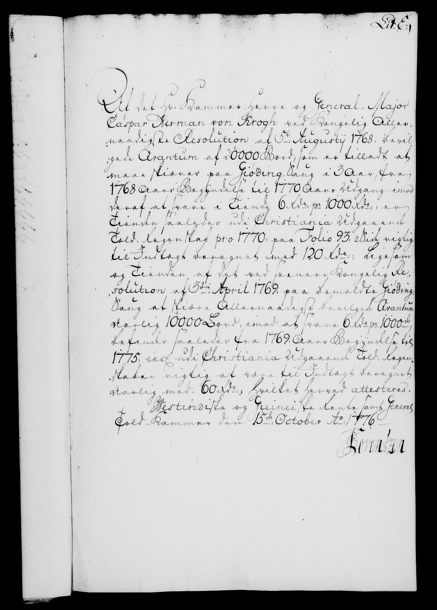 Rentekammeret, Kammerkanselliet, AV/RA-EA-3111/G/Gf/Gfa/L0058: Norsk relasjons- og resolusjonsprotokoll (merket RK 52.58), 1776, p. 201