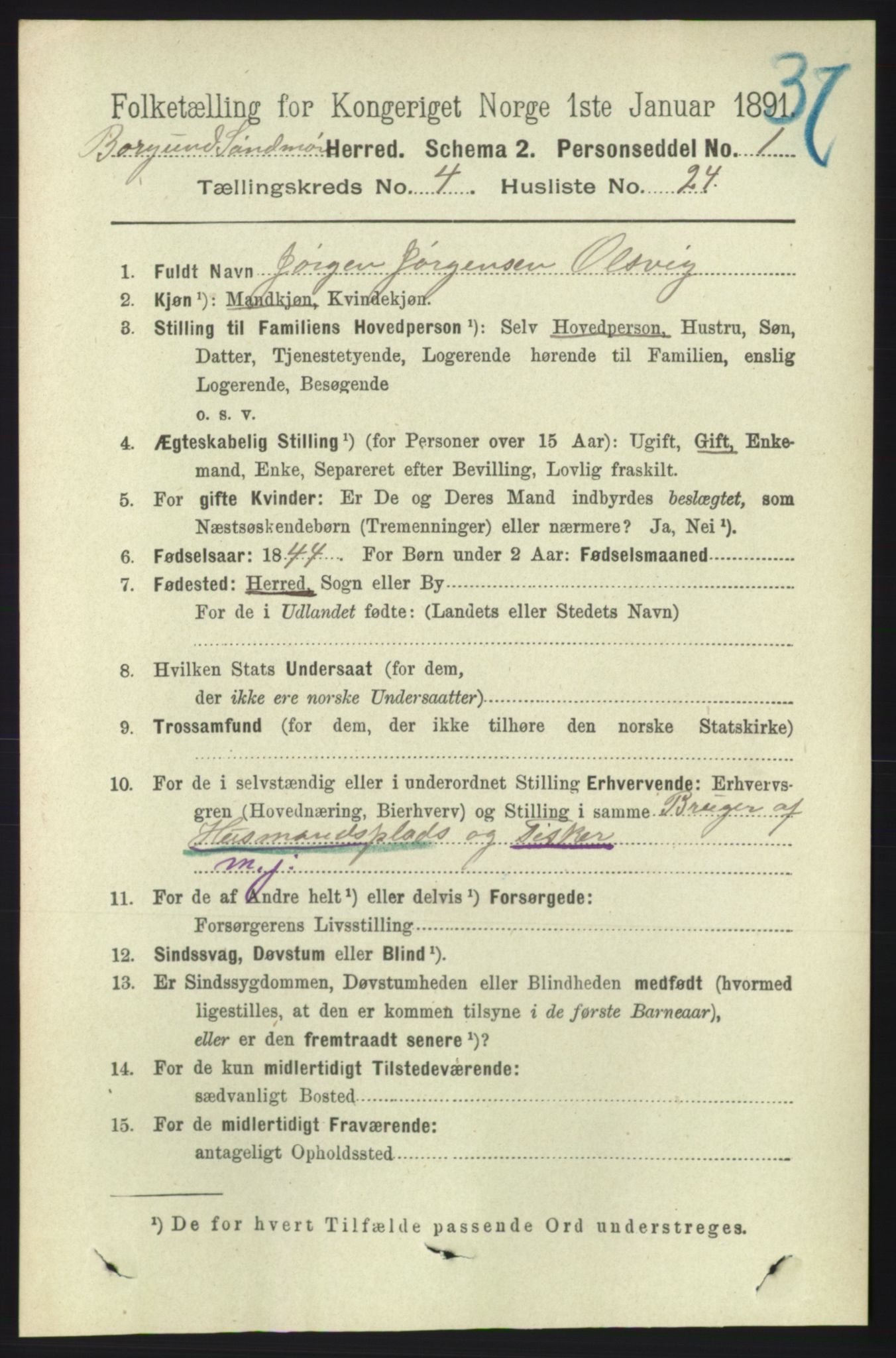 RA, 1891 census for 1531 Borgund, 1891, p. 1131
