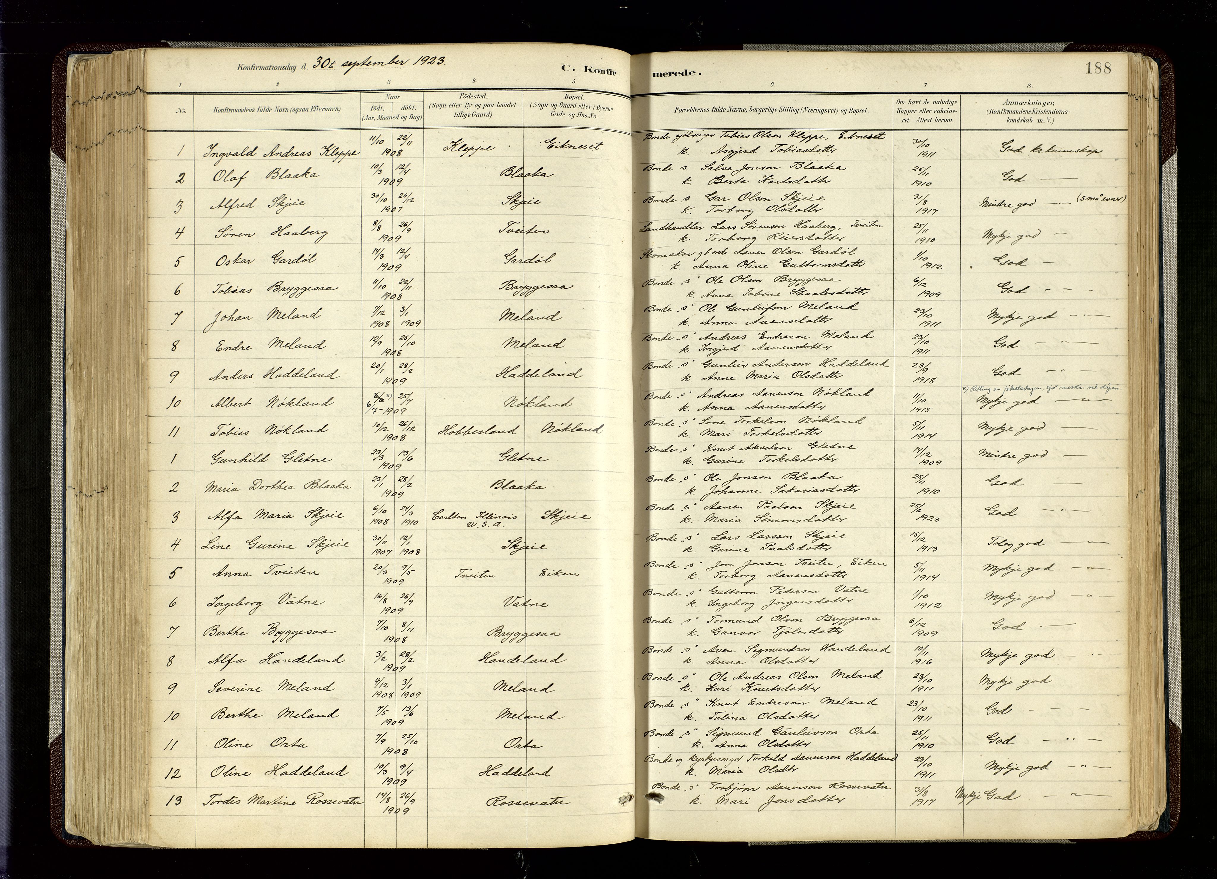 Hægebostad sokneprestkontor, SAK/1111-0024/F/Fa/Fab/L0004: Parish register (official) no. A 4, 1887-1929, p. 188