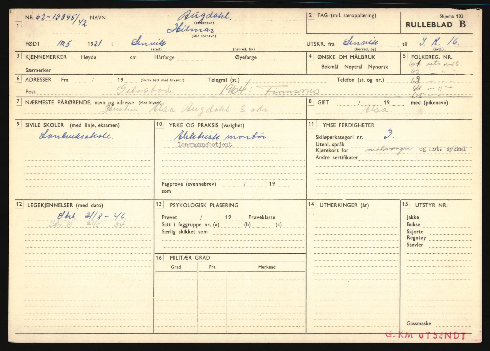 Forsvaret, Troms infanteriregiment nr. 16, AV/RA-RAFA-3146/P/Pa/L0024/0003: Rulleblad / Rulleblad for regimentets menige mannskaper, årsklasse 1942, 1942, p. 16