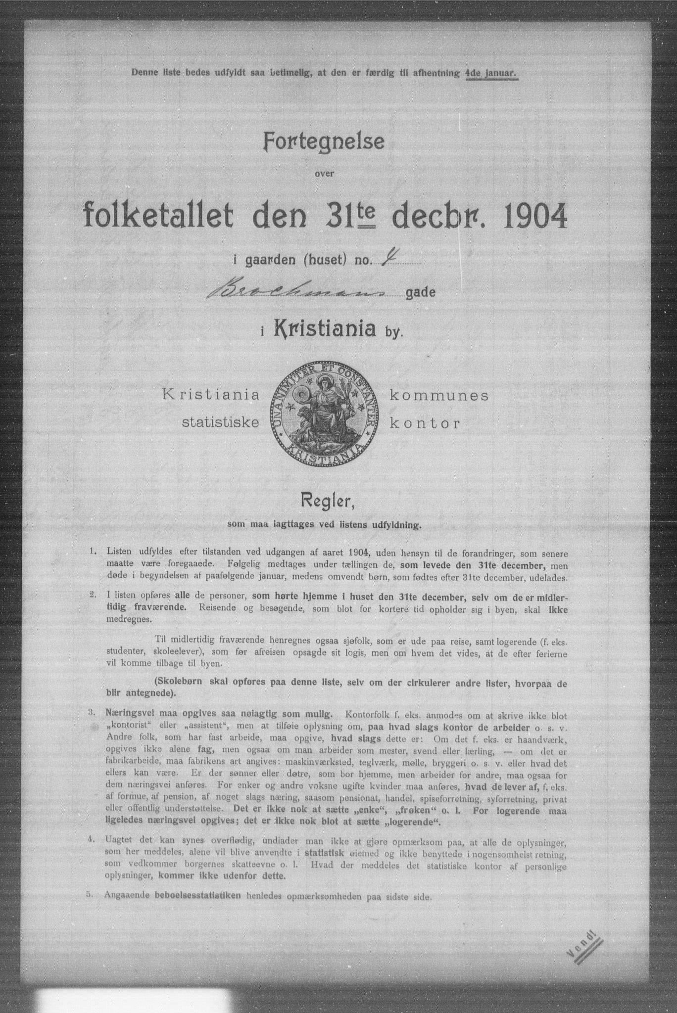 OBA, Municipal Census 1904 for Kristiania, 1904, p. 2083