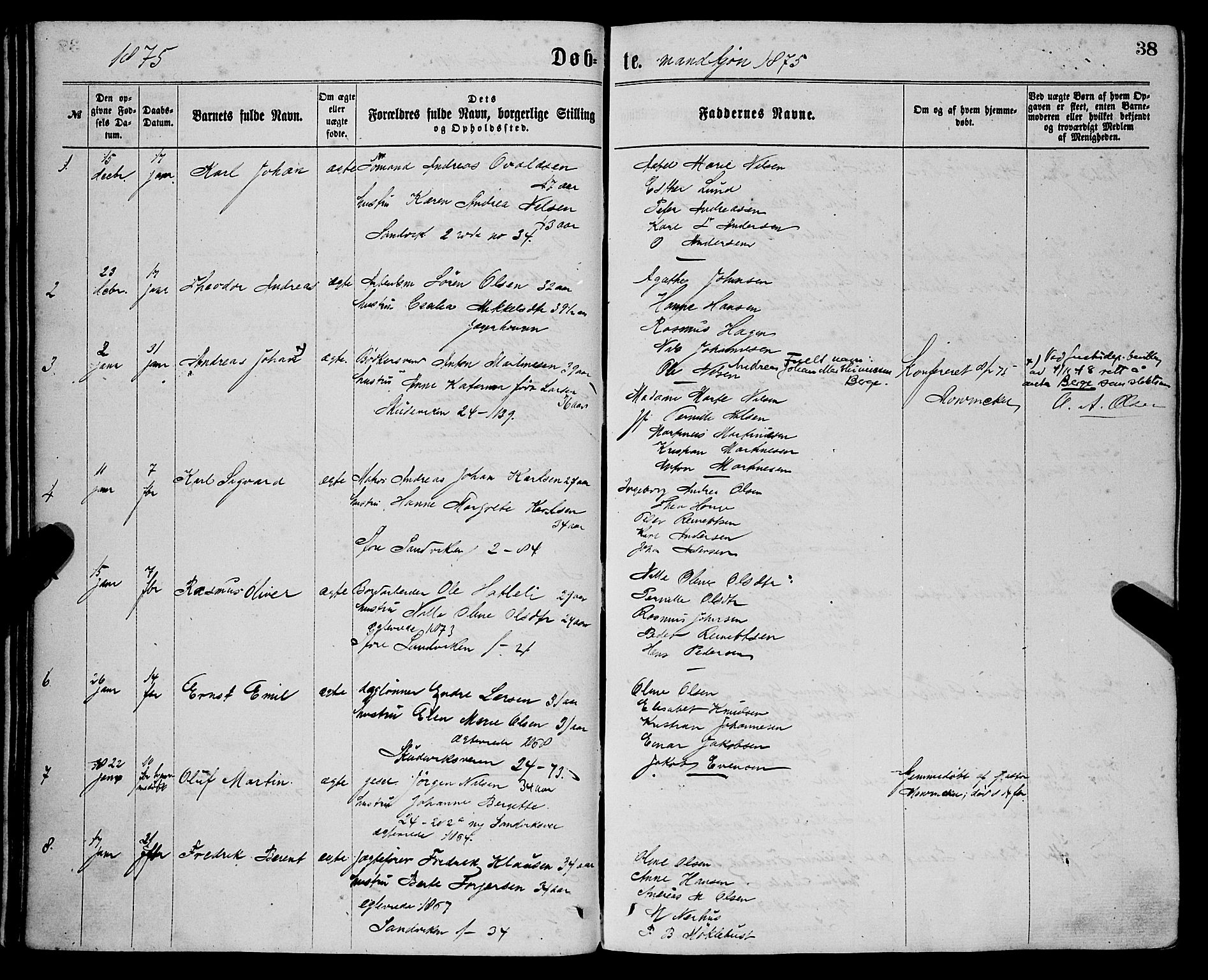 Sandviken Sokneprestembete, SAB/A-77601/H/Ha/L0001: Parish register (official) no. A 1, 1867-1877, p. 38