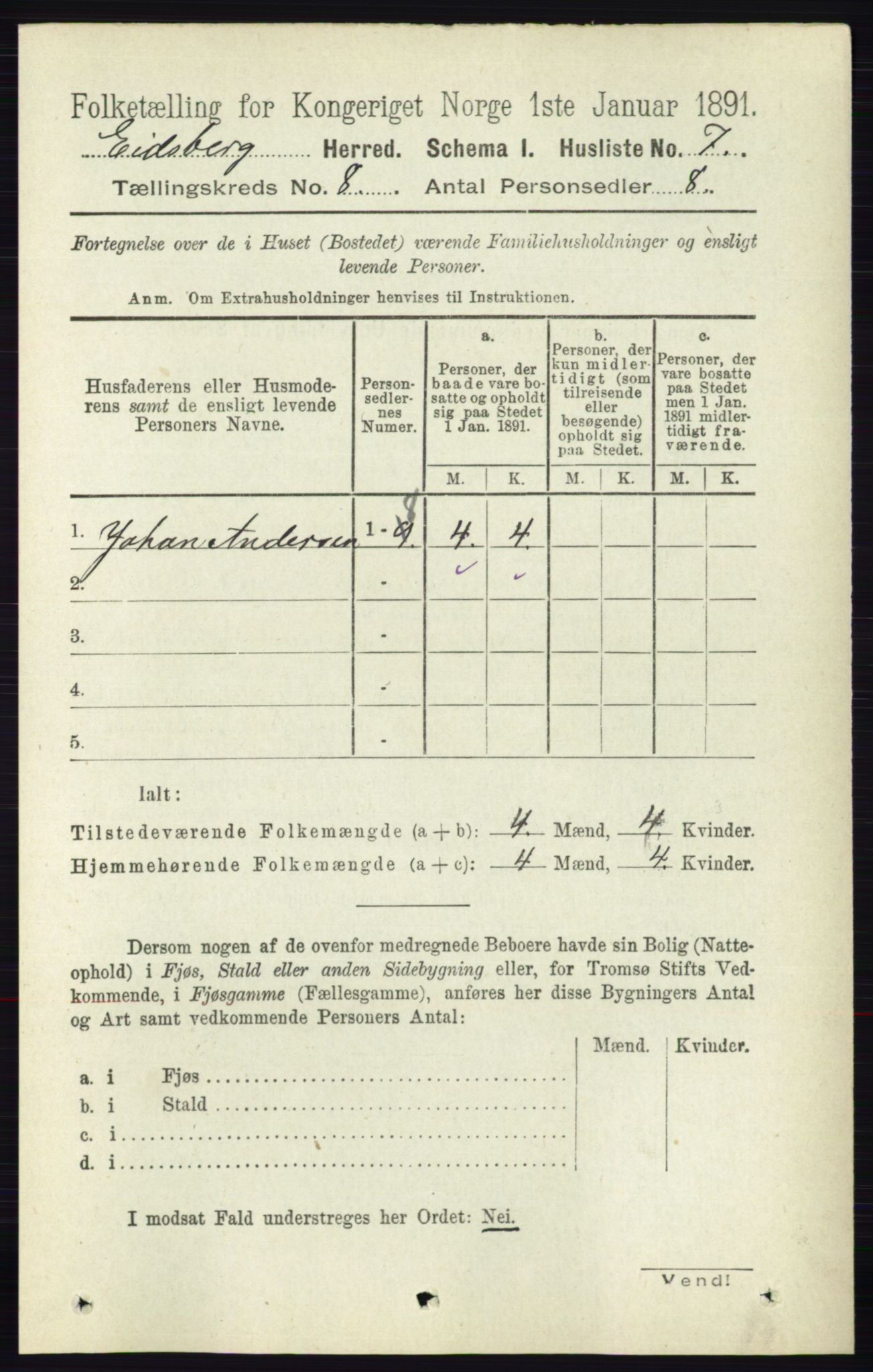 RA, 1891 census for 0125 Eidsberg, 1891, p. 4557