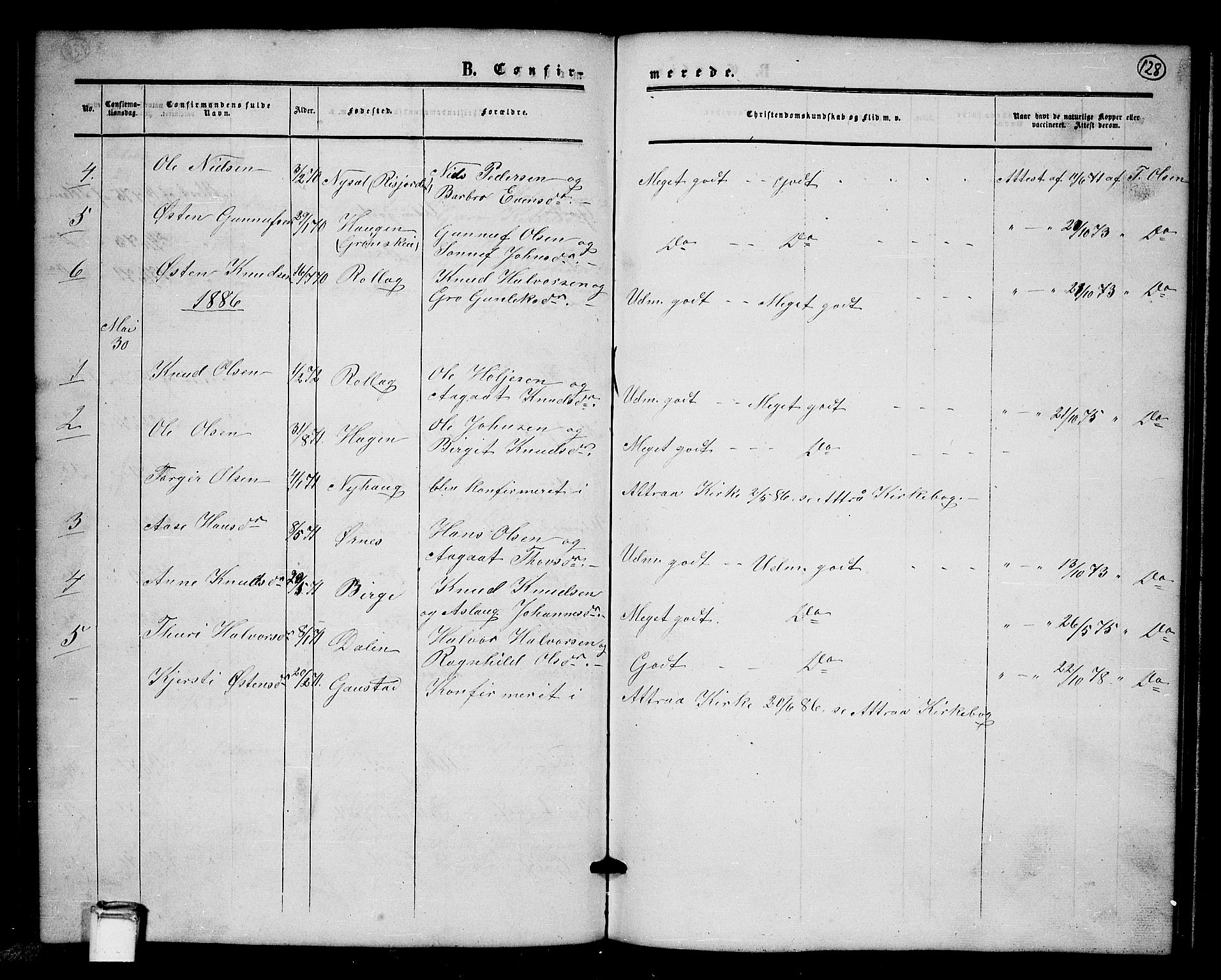 Tinn kirkebøker, SAKO/A-308/G/Gb/L0002: Parish register (copy) no. II 2, 1851-1886, p. 128