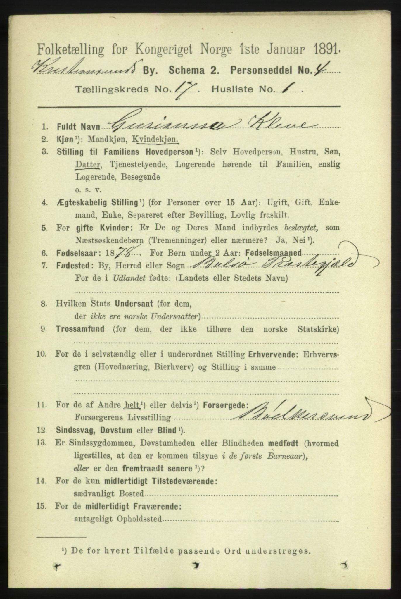 RA, 1891 census for 1503 Kristiansund, 1891, p. 11653