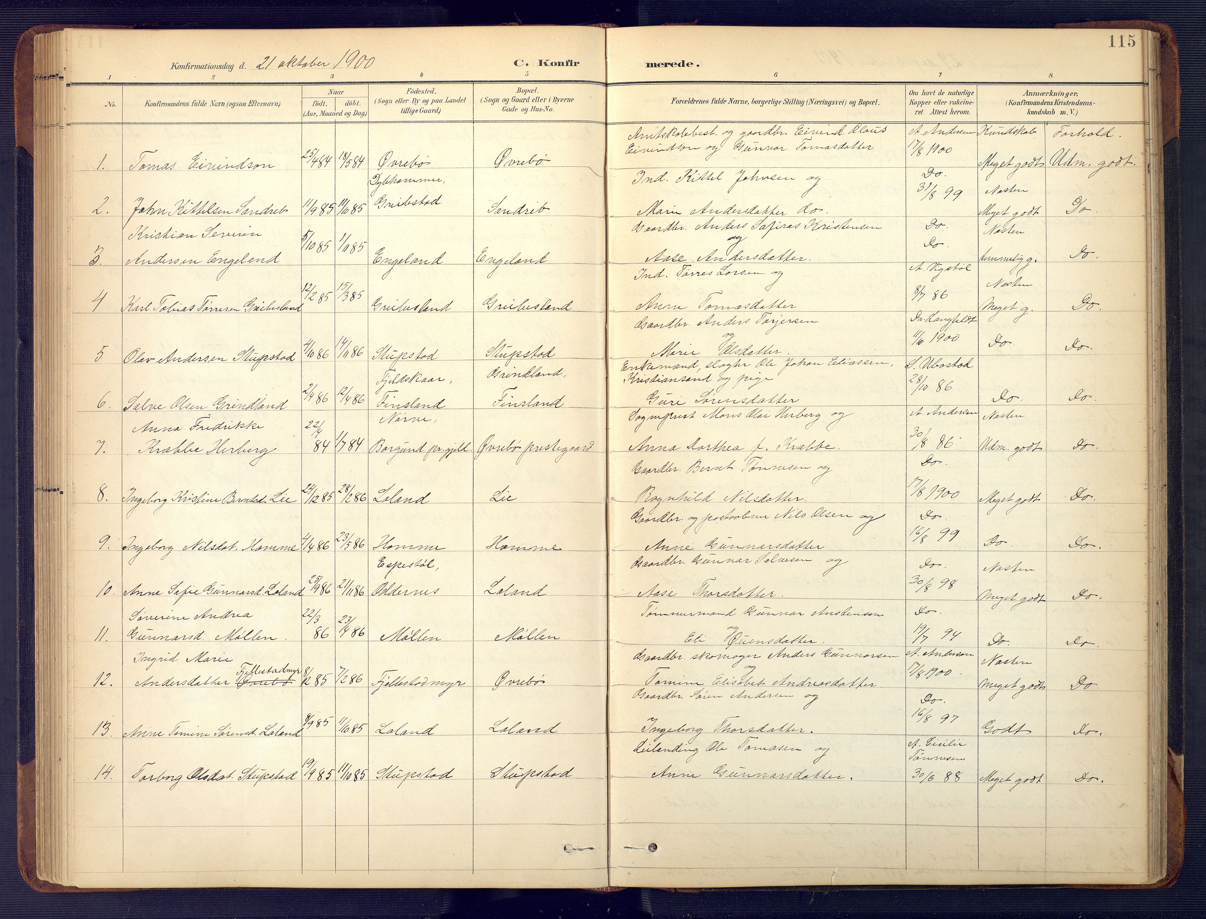 Vennesla sokneprestkontor, SAK/1111-0045/Fb/Fbc/L0003: Parish register (copy) no. B 3, 1895-1946, p. 115