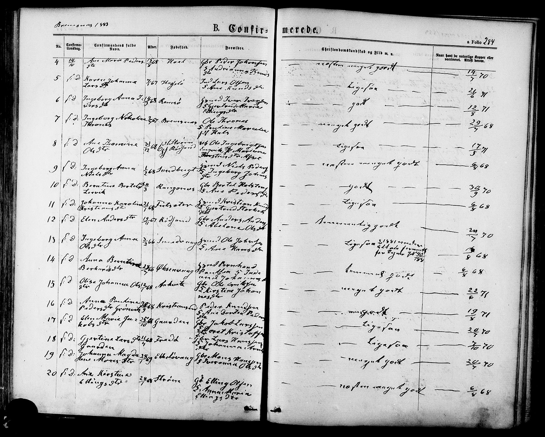 Ministerialprotokoller, klokkerbøker og fødselsregistre - Møre og Romsdal, SAT/A-1454/568/L0806: Parish register (official) no. 568A12 /3, 1878-1884, p. 284