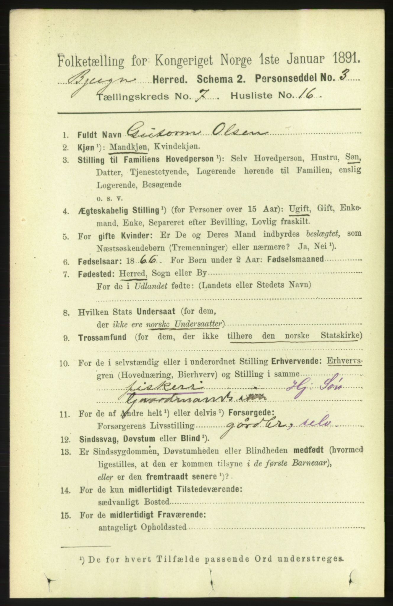 RA, 1891 census for 1627 Bjugn, 1891, p. 1925