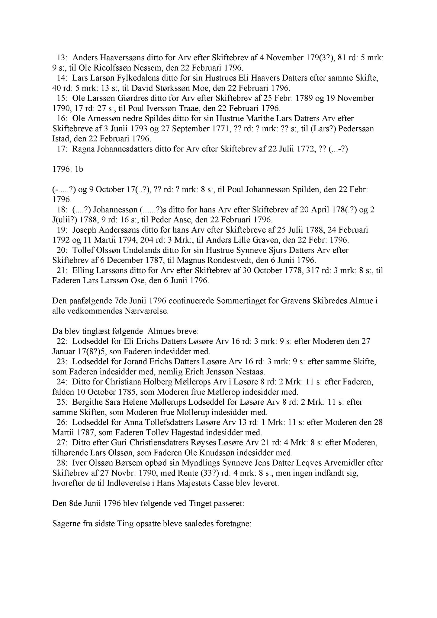 Samling av fulltekstavskrifter, SAB/FULLTEKST/A/12/0101: Hardanger og Voss sorenskriveri, tingbok nr. Af 9 for Hardanger, 1796-1800