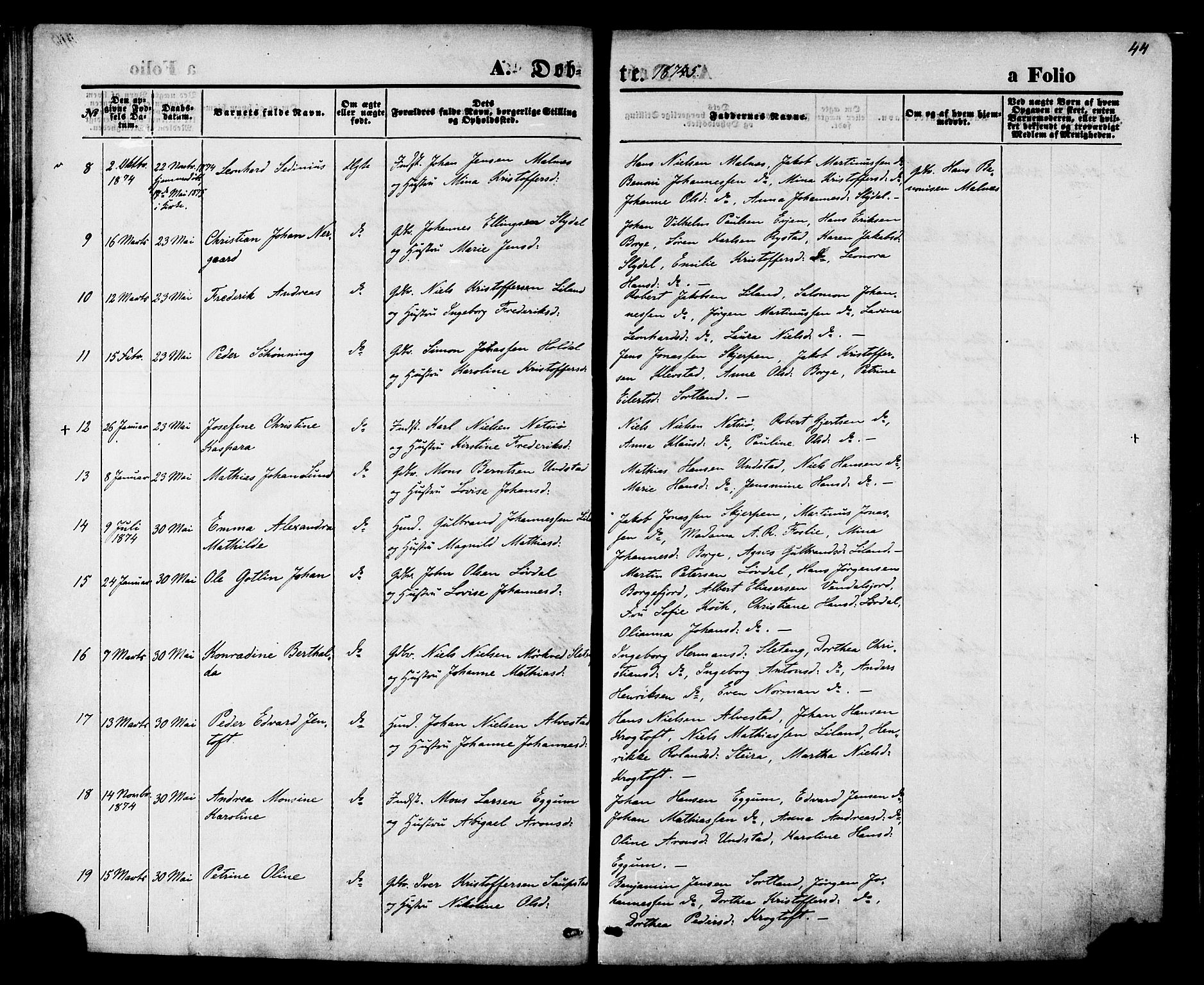 Ministerialprotokoller, klokkerbøker og fødselsregistre - Nordland, AV/SAT-A-1459/880/L1132: Parish register (official) no. 880A06, 1869-1887, p. 44