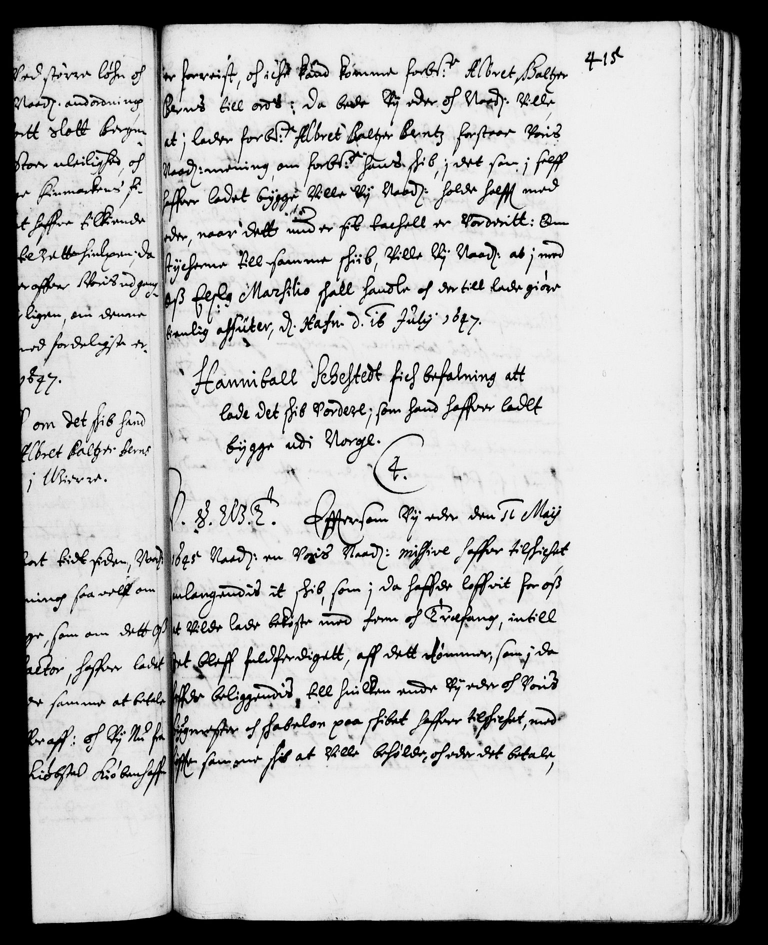 Danske Kanselli 1572-1799, AV/RA-EA-3023/F/Fc/Fca/Fcab/L0007: Norske tegnelser (mikrofilm), 1640-1648, p. 415a