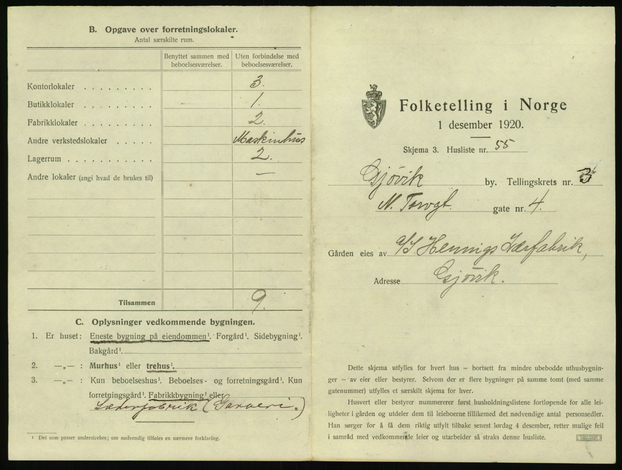 SAH, 1920 census for Gjøvik, 1920, p. 382