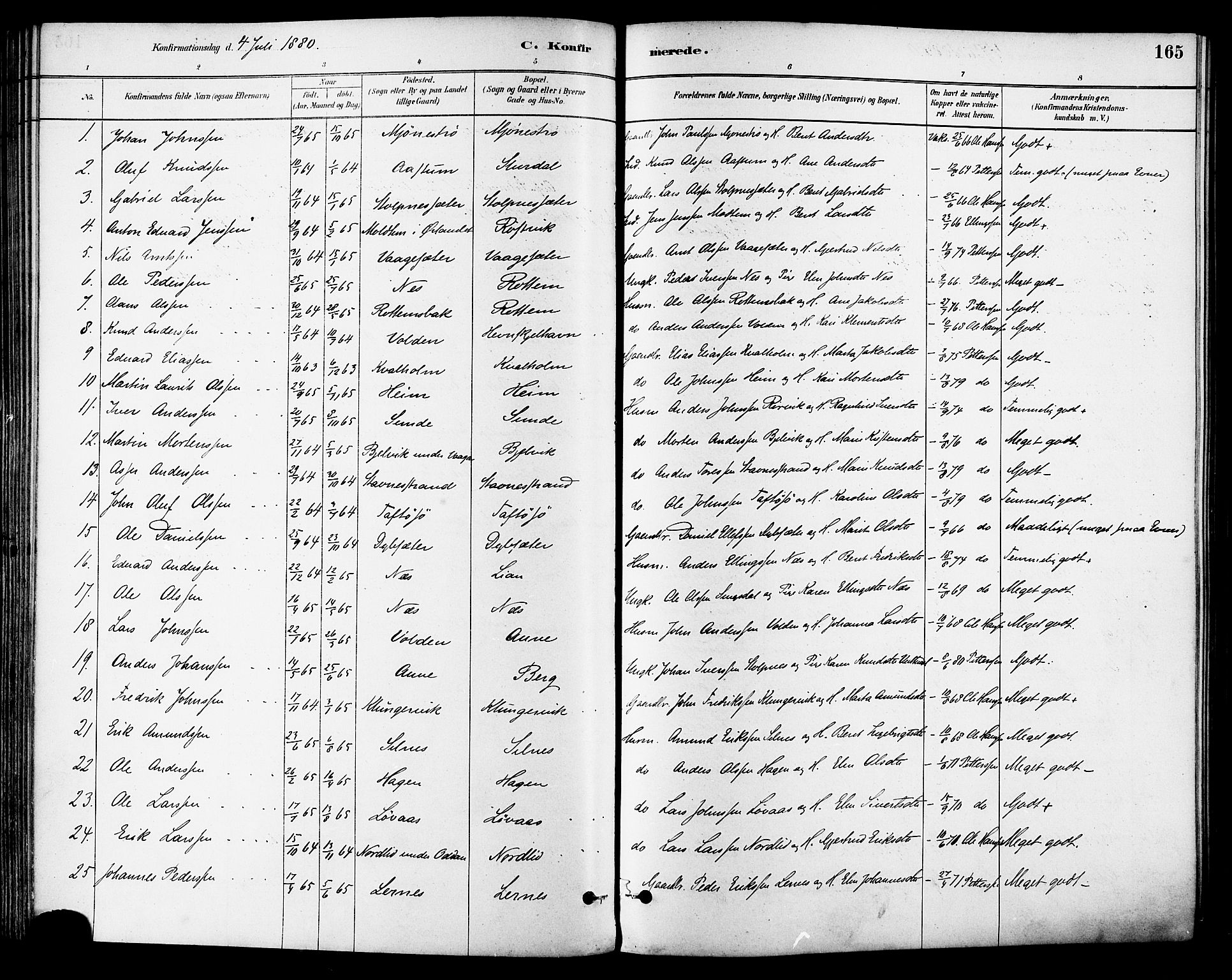 Ministerialprotokoller, klokkerbøker og fødselsregistre - Sør-Trøndelag, SAT/A-1456/630/L0496: Parish register (official) no. 630A09, 1879-1895, p. 165