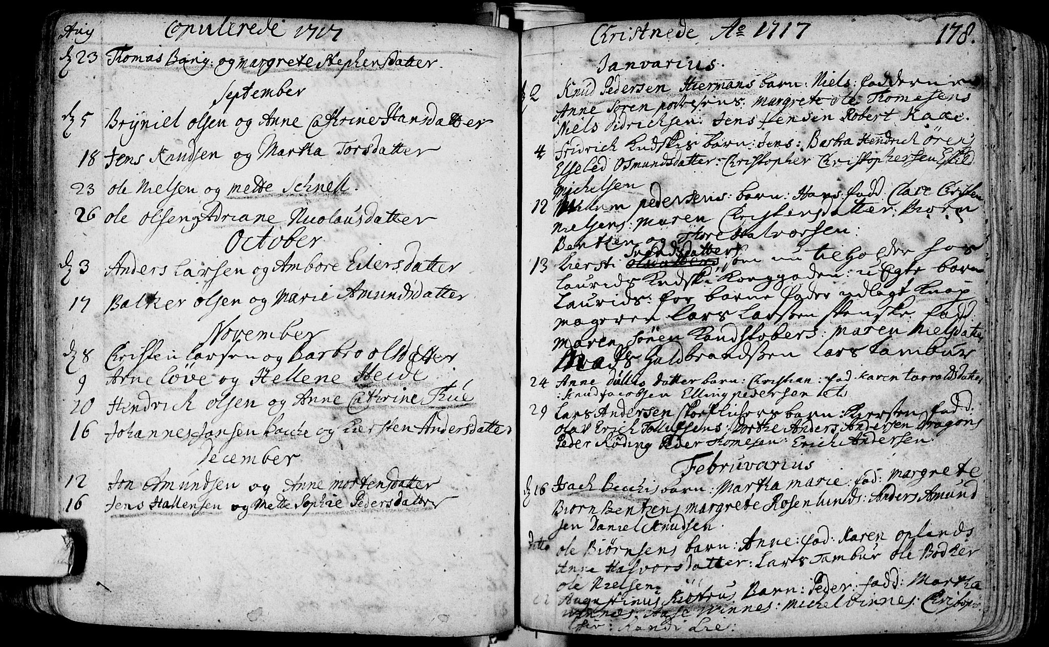 Bragernes kirkebøker, SAKO/A-6/F/Fa/L0003: Parish register (official) no. I 3, 1706-1734, p. 178