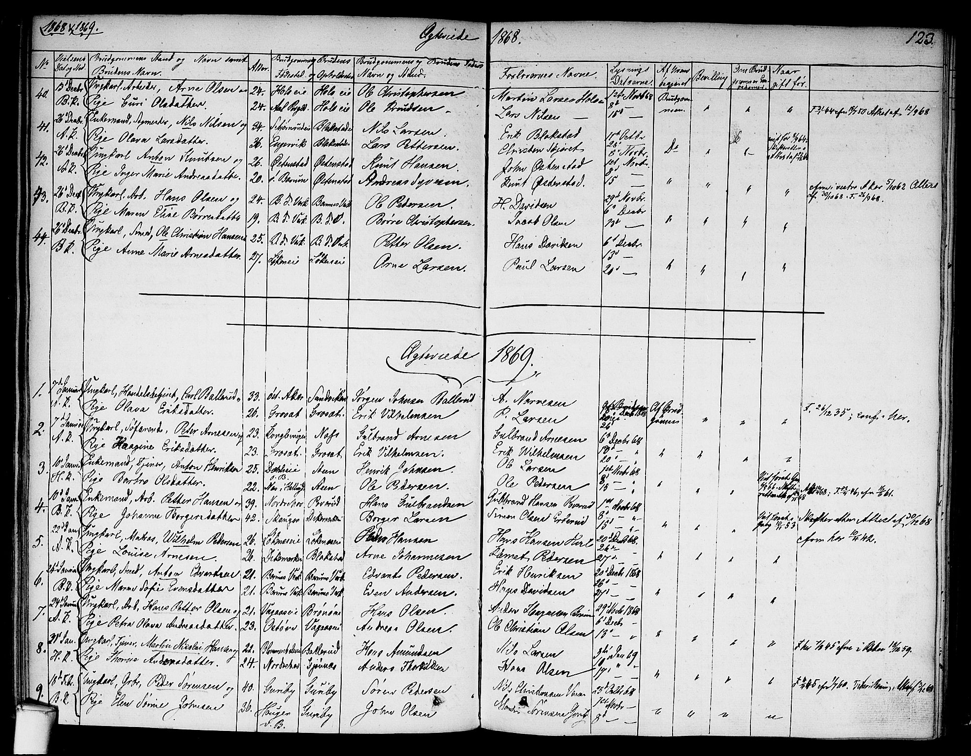 Asker prestekontor Kirkebøker, SAO/A-10256a/F/Fa/L0010: Parish register (official) no. I 10, 1825-1878, p. 123