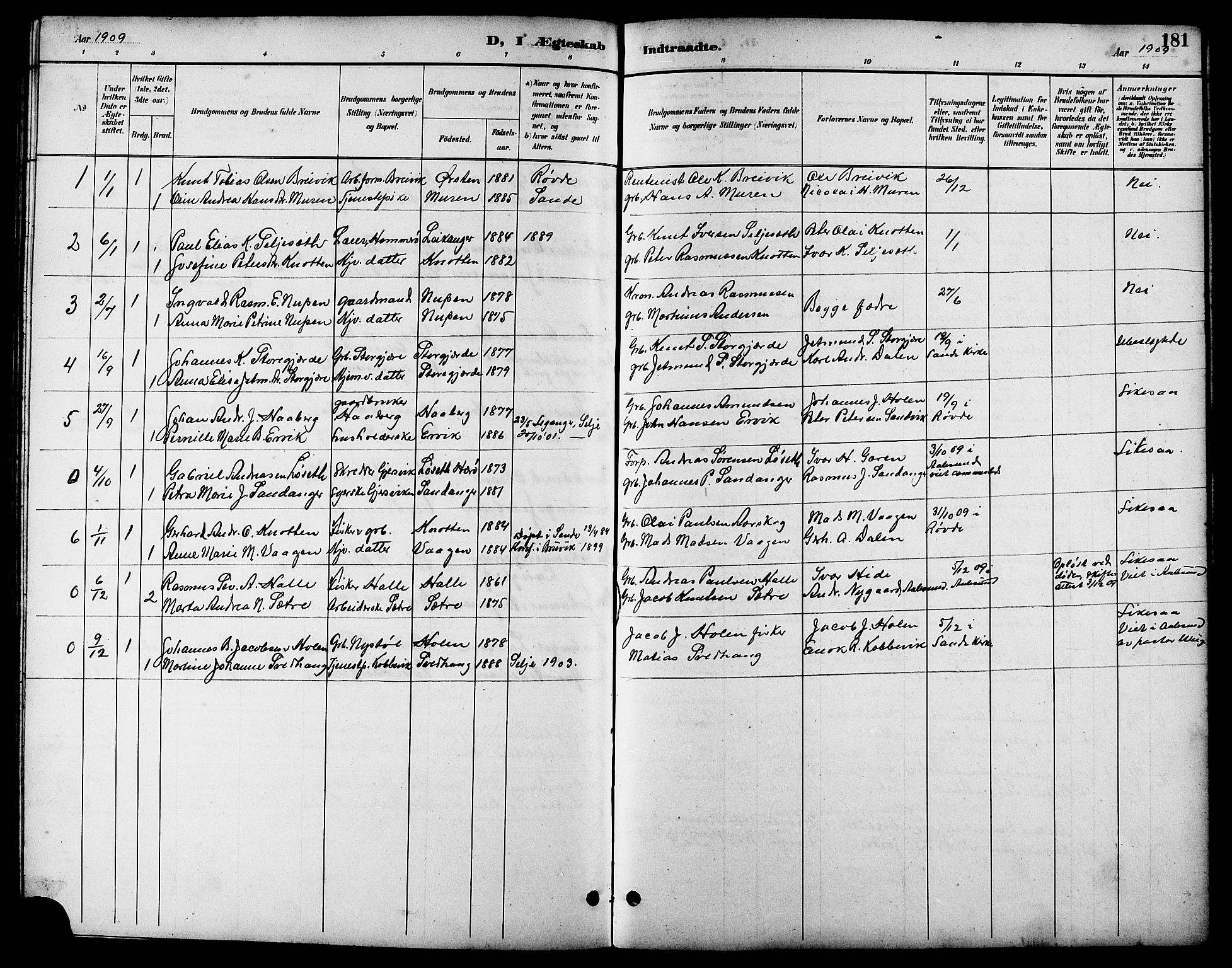 Ministerialprotokoller, klokkerbøker og fødselsregistre - Møre og Romsdal, AV/SAT-A-1454/503/L0049: Parish register (copy) no. 503C04, 1894-1915, p. 181