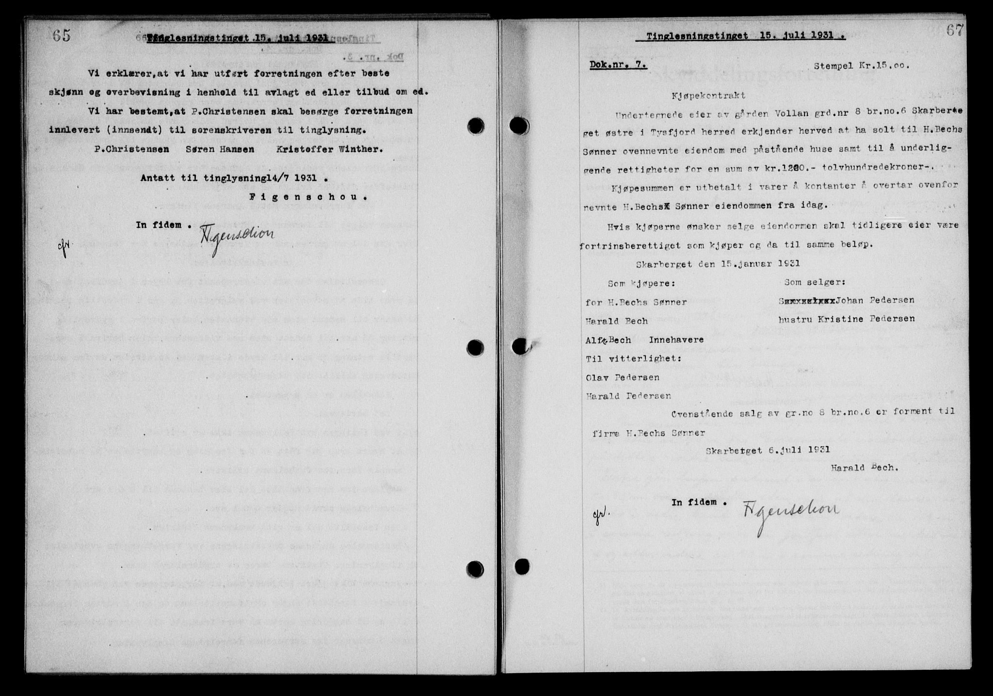 Steigen og Ofoten sorenskriveri, SAT/A-0030/1/2/2C/L0019: Mortgage book no. 22, 1931-1931, Deed date: 15.07.1931