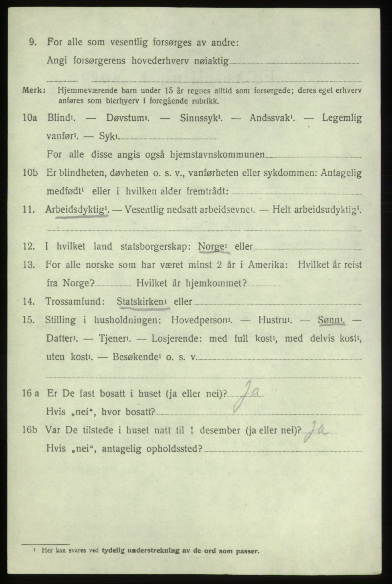 SAB, 1920 census for Sveio, 1920, p. 2953