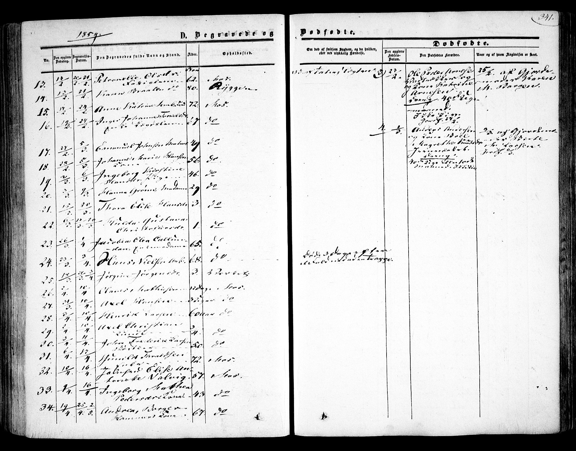 Moss prestekontor Kirkebøker, AV/SAO-A-2003/F/Fa/L0008: Parish register (official) no. I 8, 1852-1869, p. 341