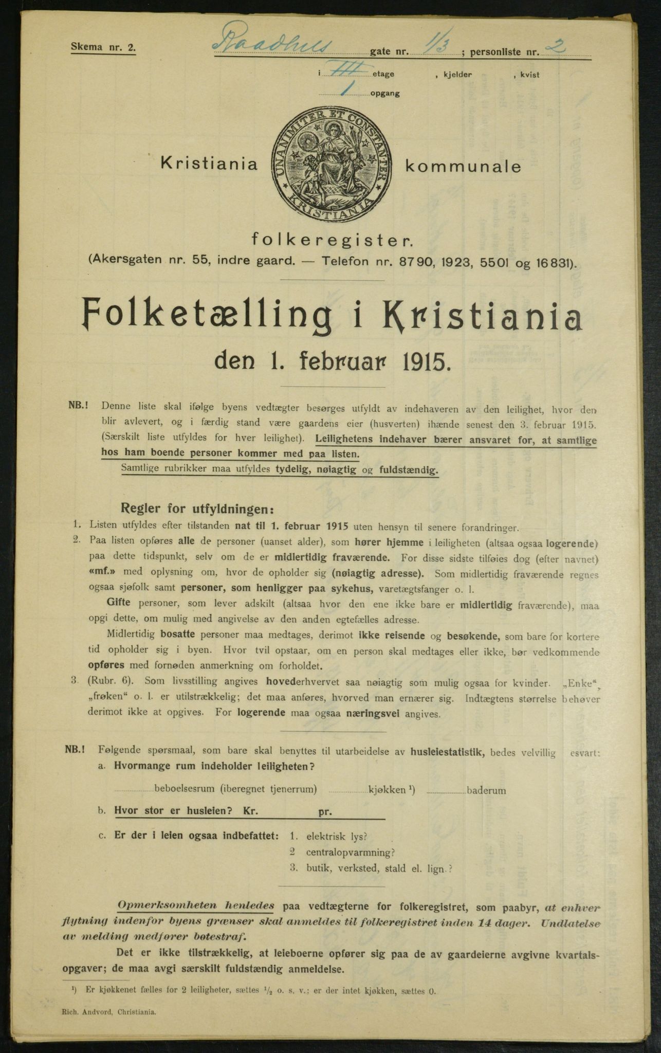 OBA, Municipal Census 1915 for Kristiania, 1915, p. 85782