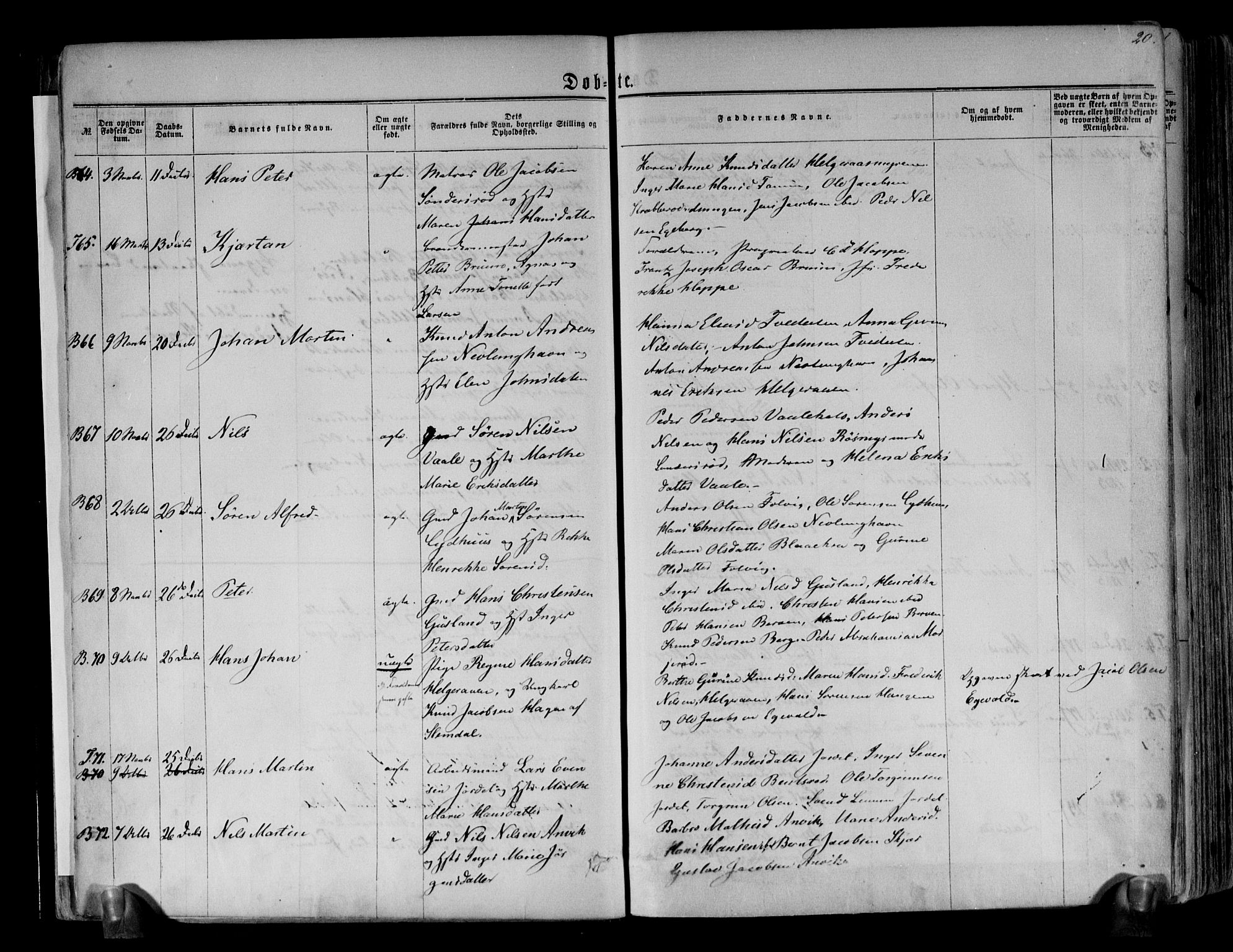 Brunlanes kirkebøker, AV/SAKO-A-342/F/Fa/L0005: Parish register (official) no. I 5, 1862-1877, p. 20