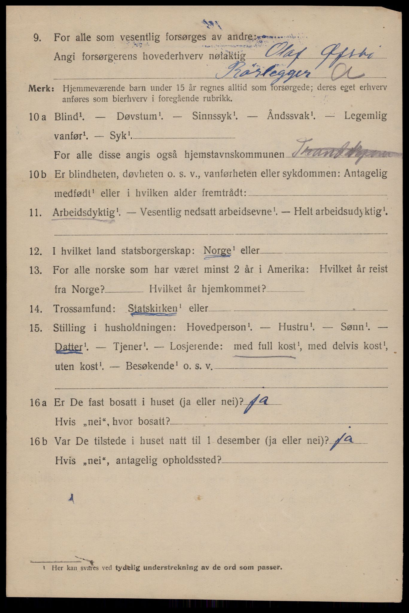 SAT, 1920 census for Trondheim, 1920, p. 144283