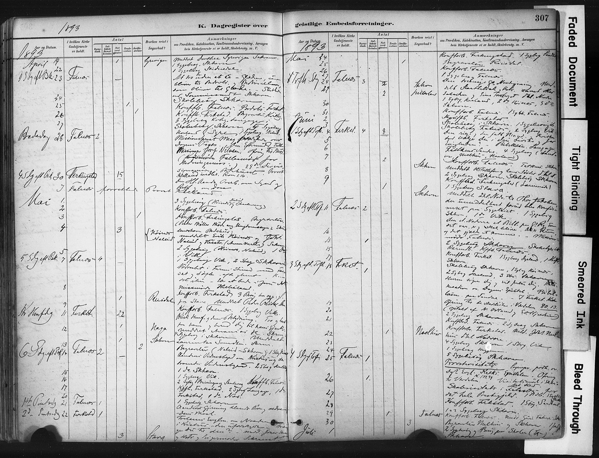 Skudenes sokneprestkontor, AV/SAST-A -101849/H/Ha/Haa/L0009: Parish register (official) no. A 6, 1882-1912, p. 307