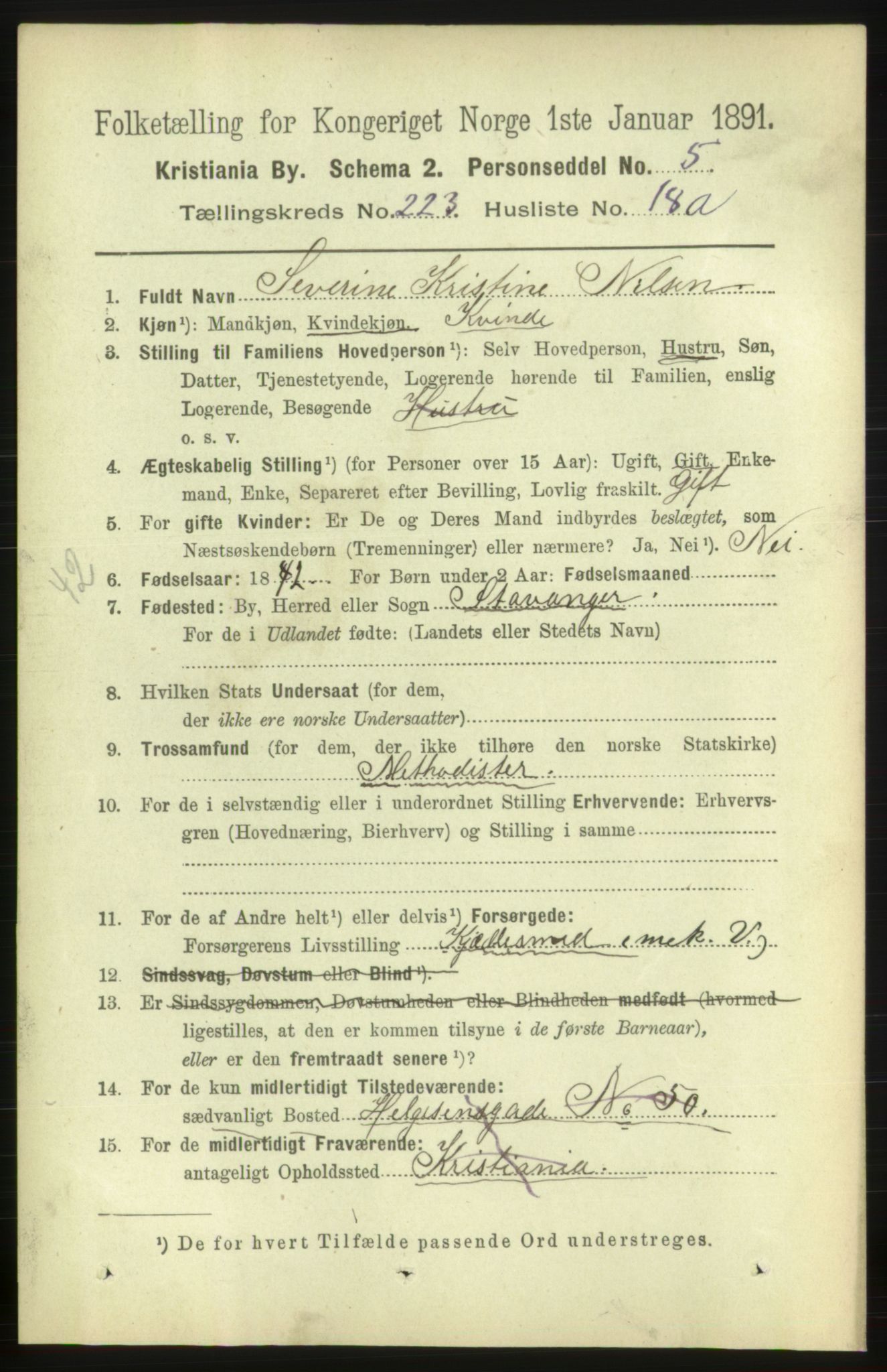 RA, 1891 census for 0301 Kristiania, 1891, p. 134982