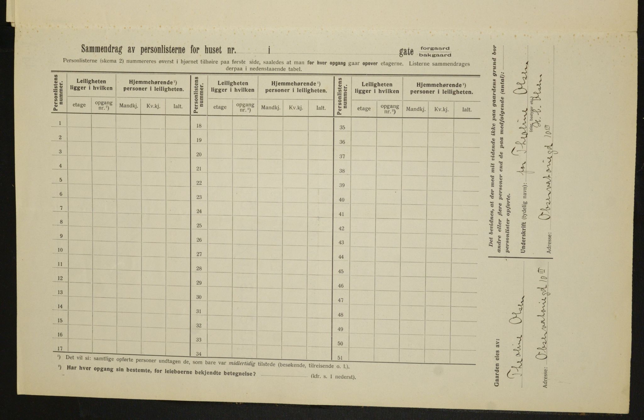 OBA, Municipal Census 1913 for Kristiania, 1913, p. 30253