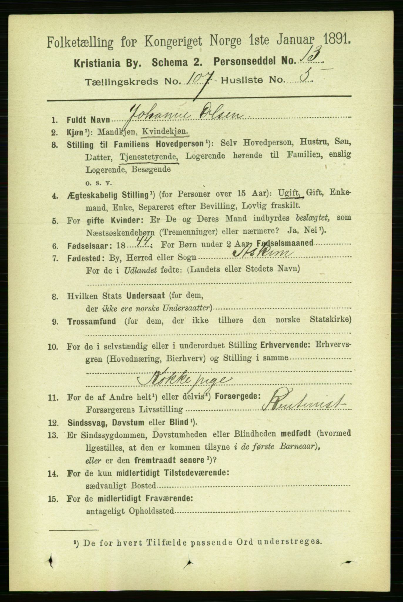 RA, 1891 census for 0301 Kristiania, 1891, p. 54816