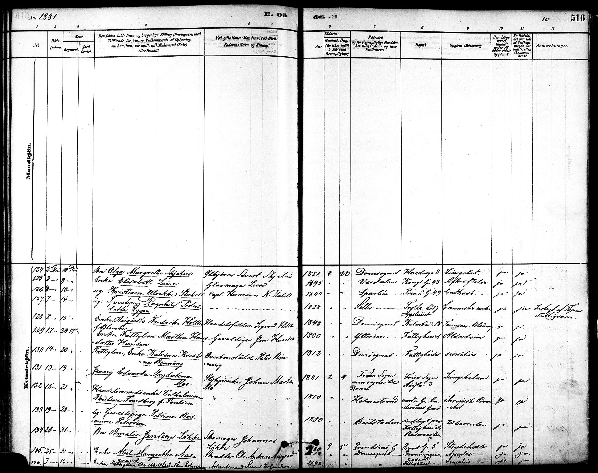 Ministerialprotokoller, klokkerbøker og fødselsregistre - Sør-Trøndelag, SAT/A-1456/601/L0058: Parish register (official) no. 601A26, 1877-1891, p. 516